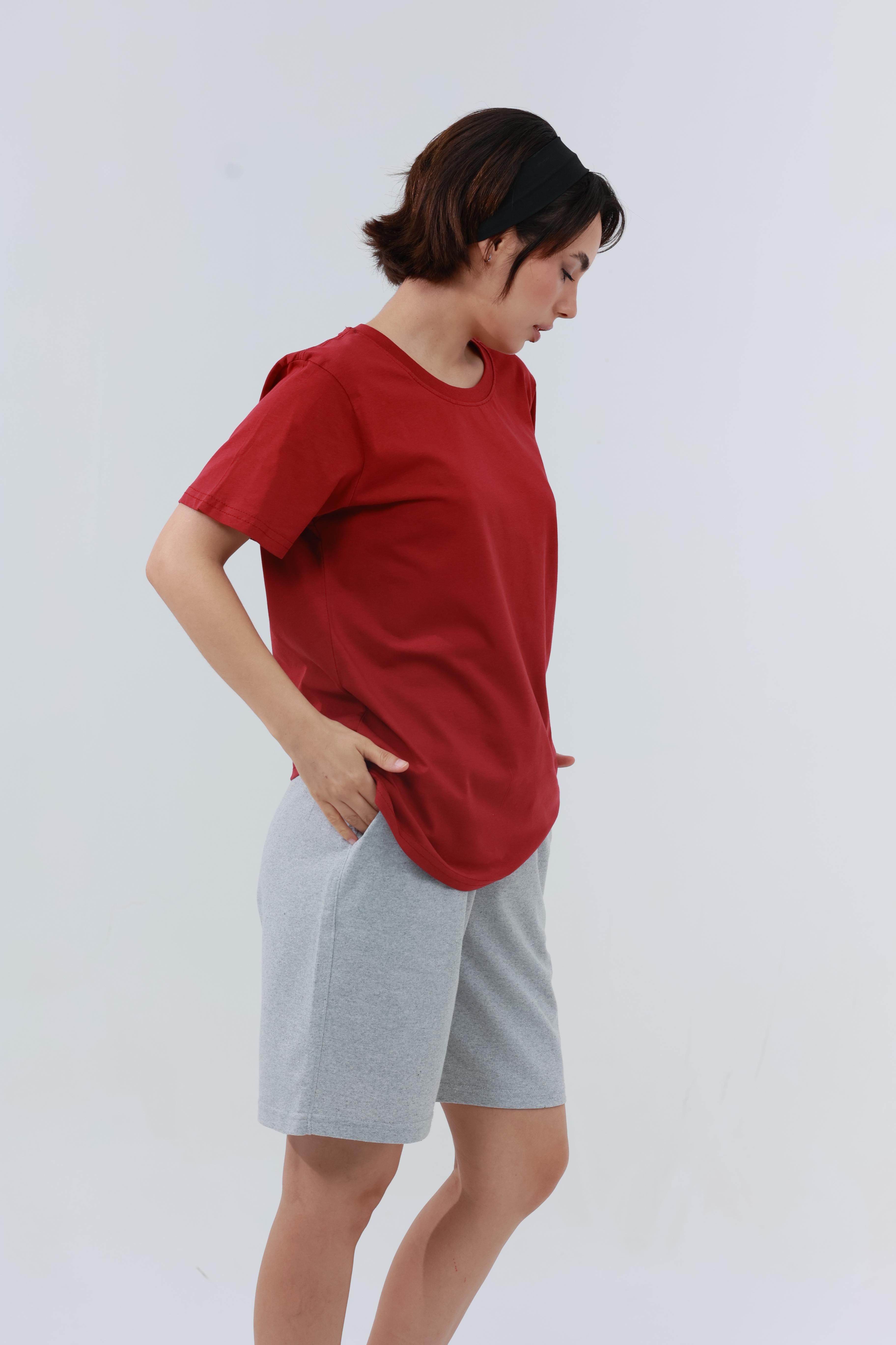 Kadın Penye Regular T-Shirt Kırmızı