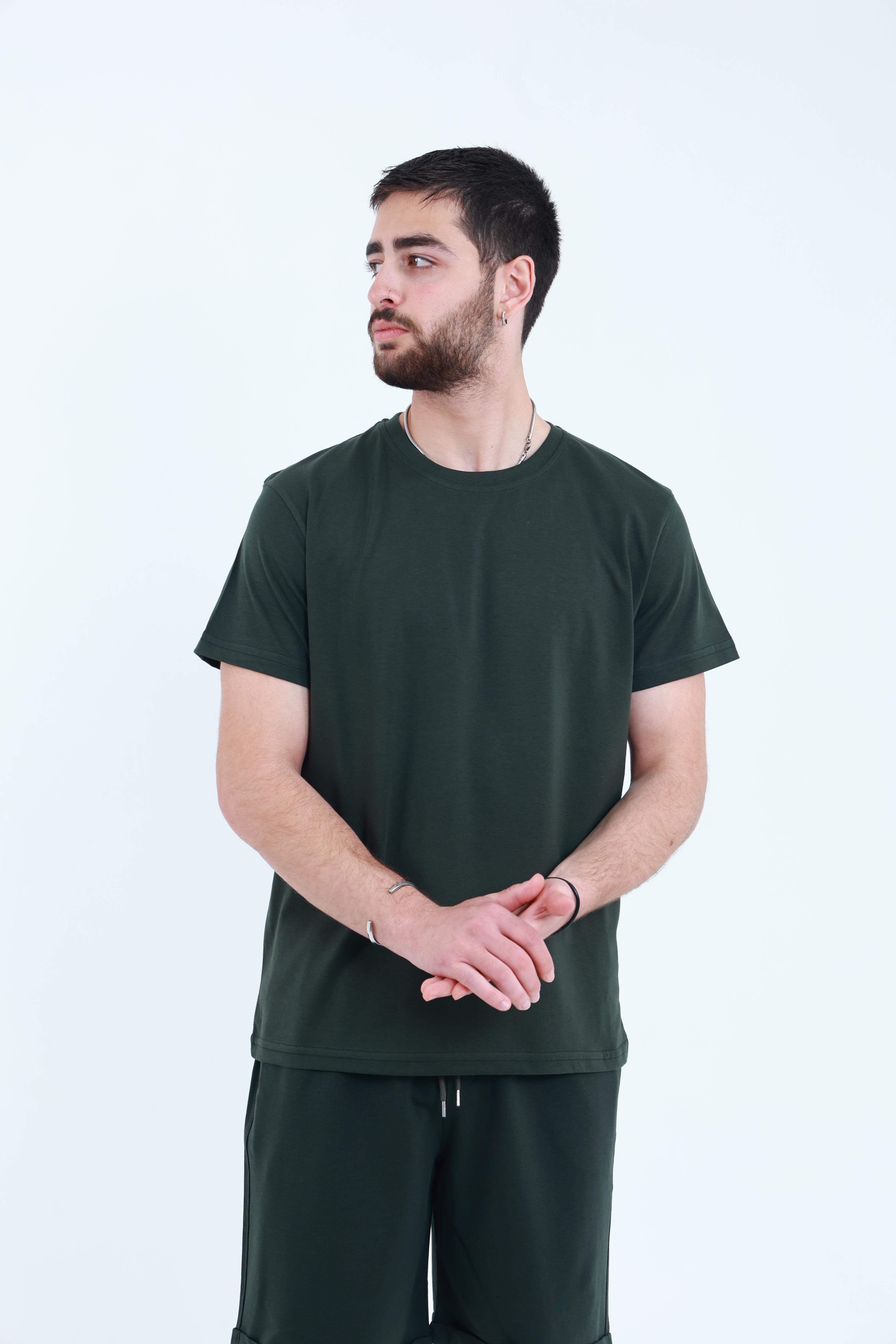 Erkek Penye Regular T-Shirt Haki
