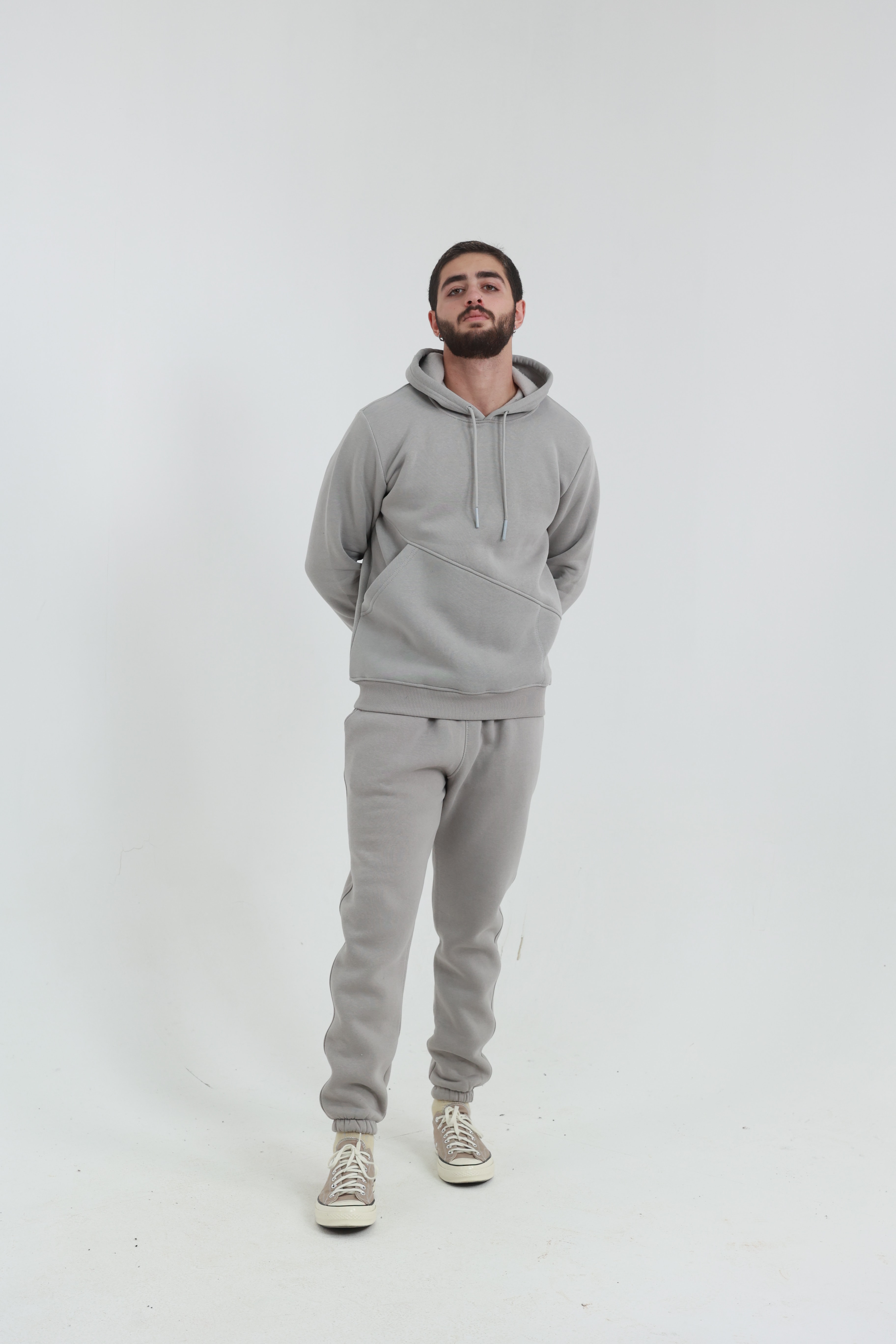 Taş Erkek Penye Regular Fit Yandan Cepli Sweatshirt 3 İplik Eşofman Takım