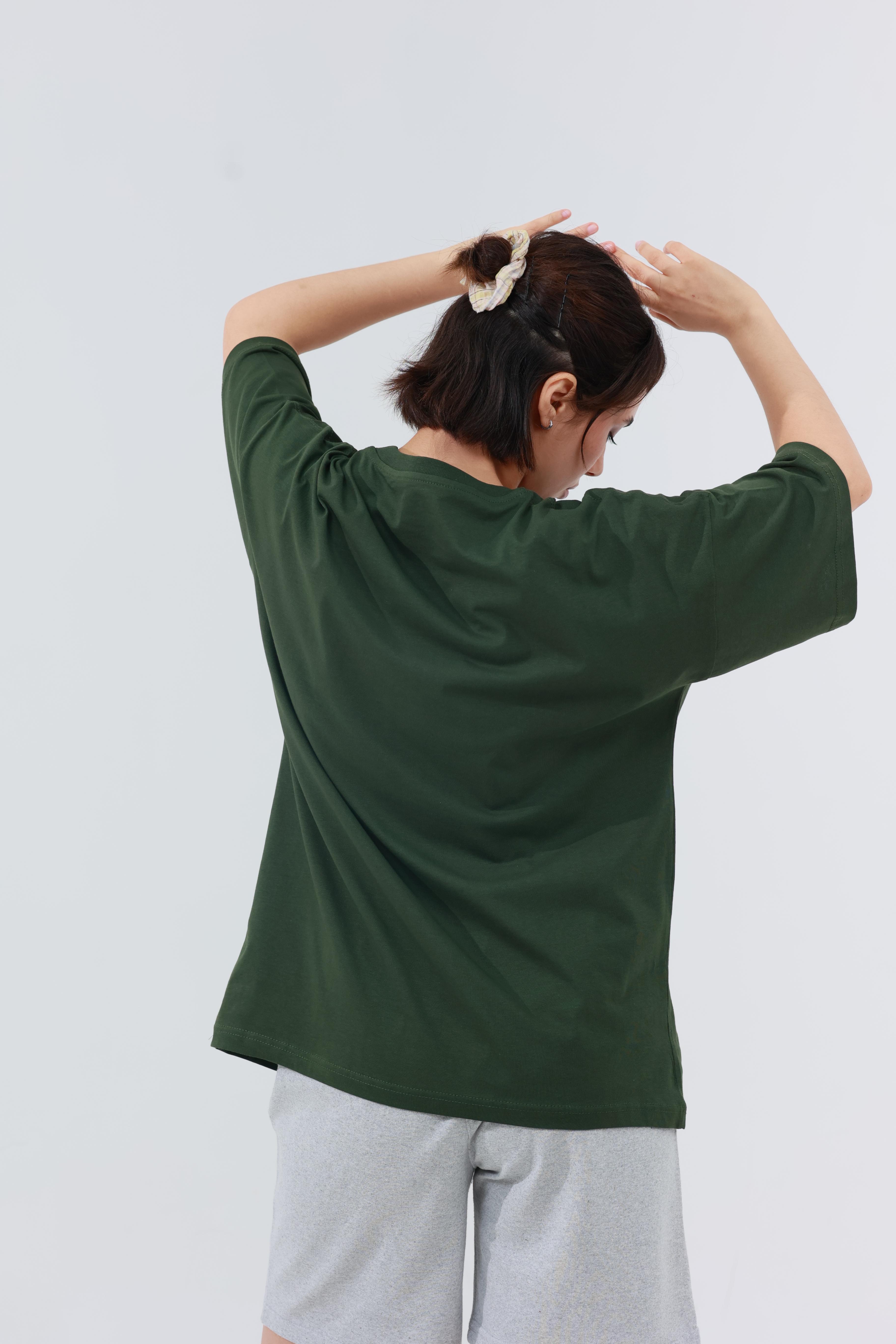 Kadın Penye Oversized T-Shirt Haki