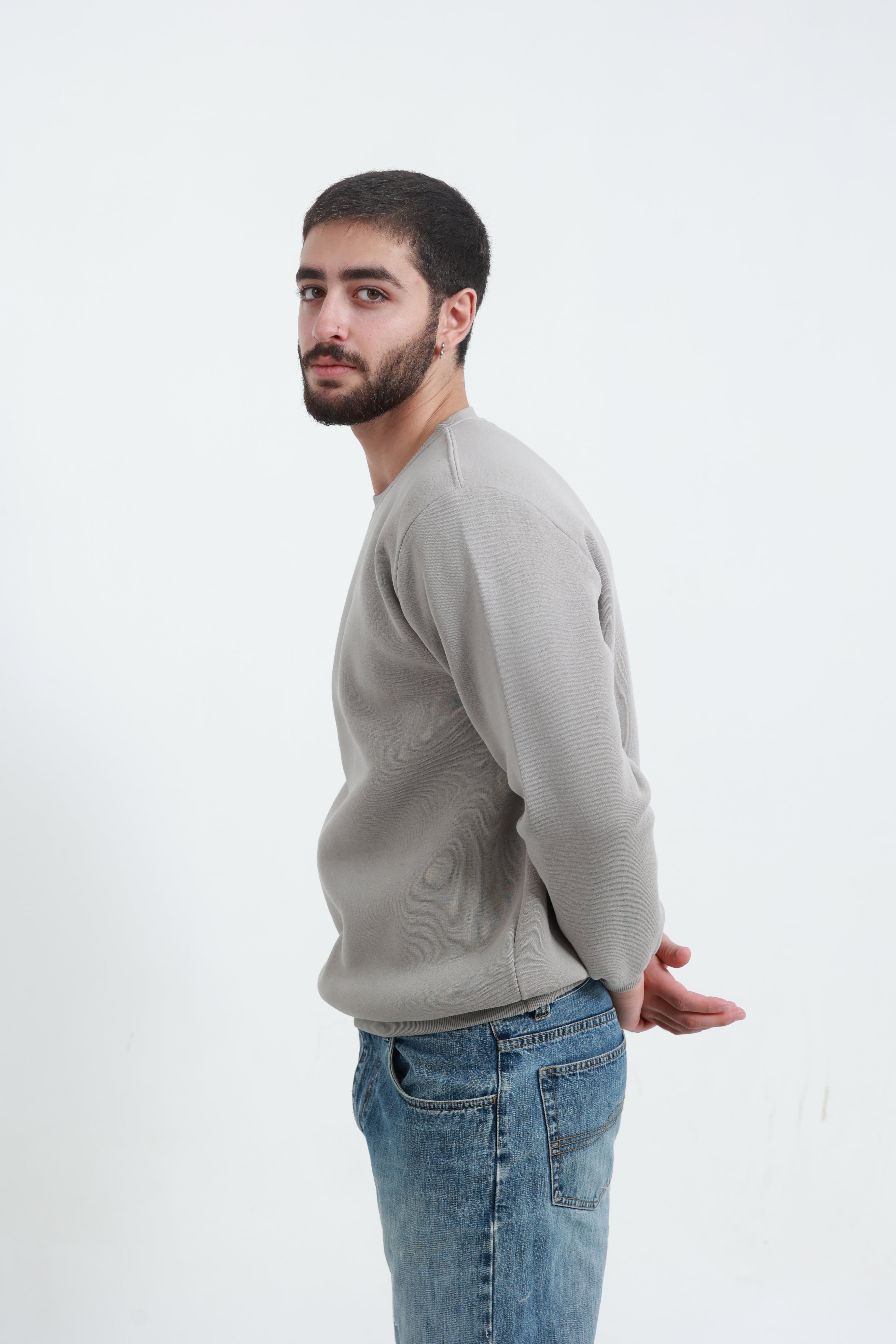 Taş Erkek Bisiklet Yaka Sweatshirt