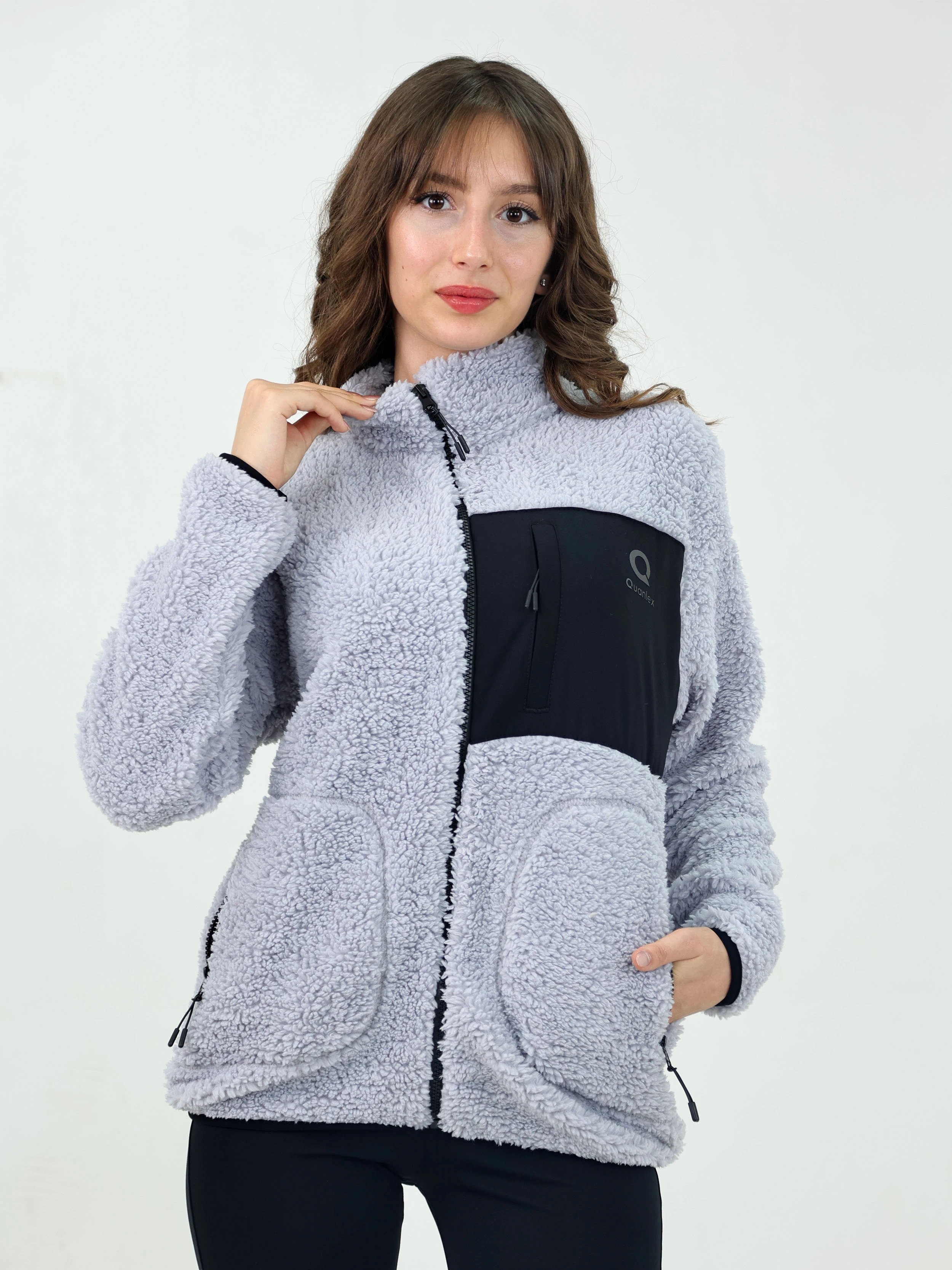 Gri Kadın Kuzu Welsoft Polar Ceket