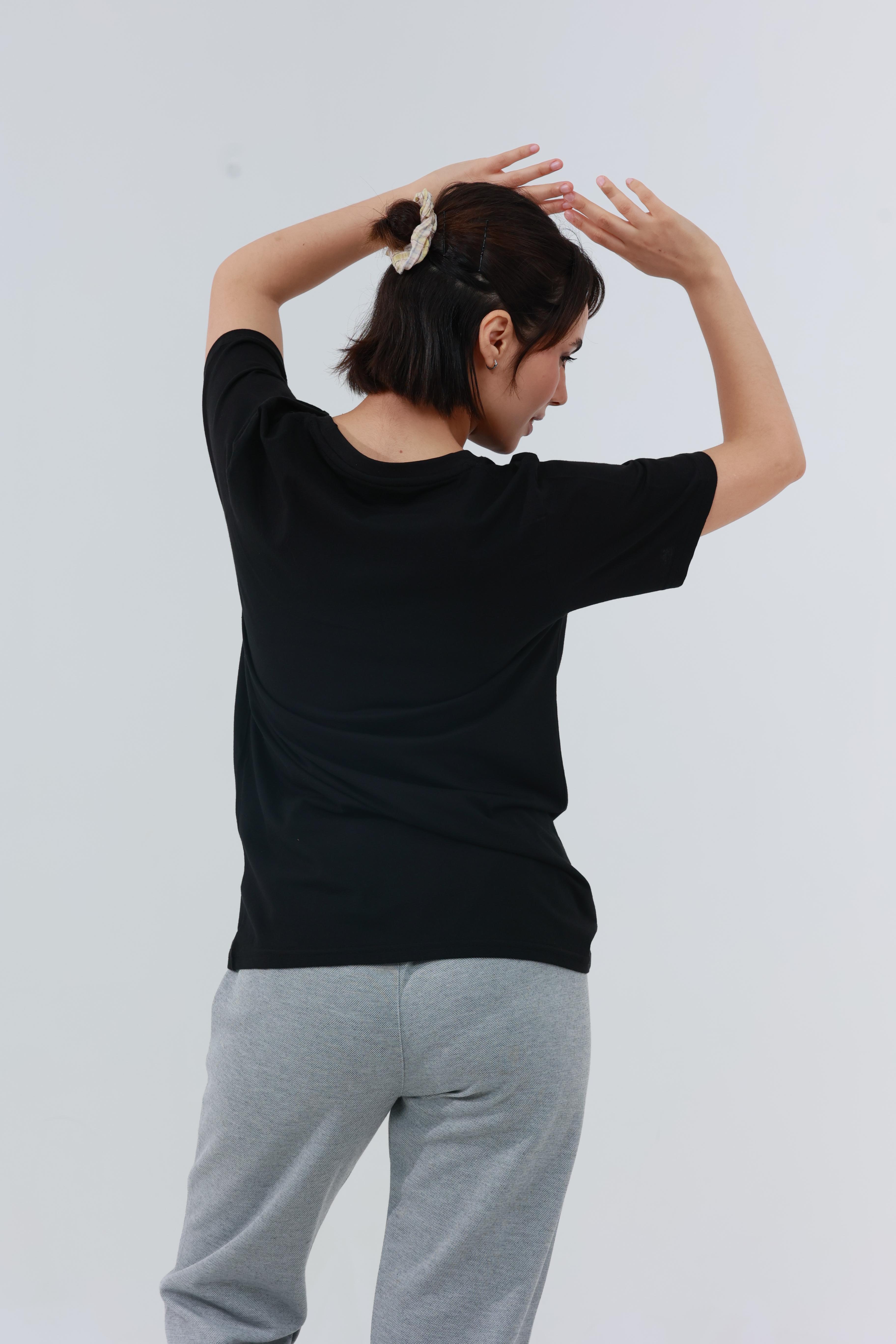 Kadın Penye Regular T-Shirt Siyah