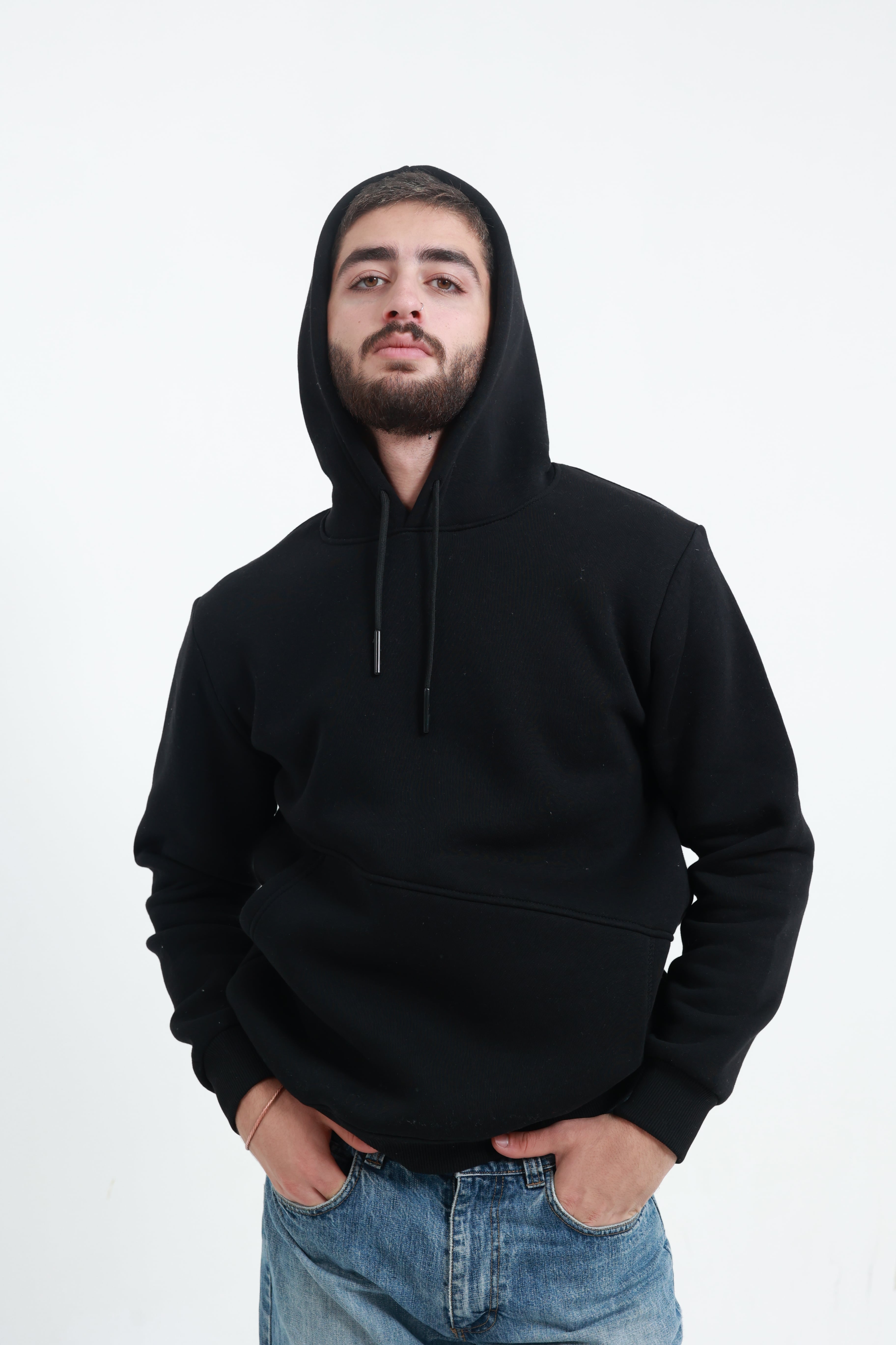Erkek Yandan Cepli Sweatshirt Siyah