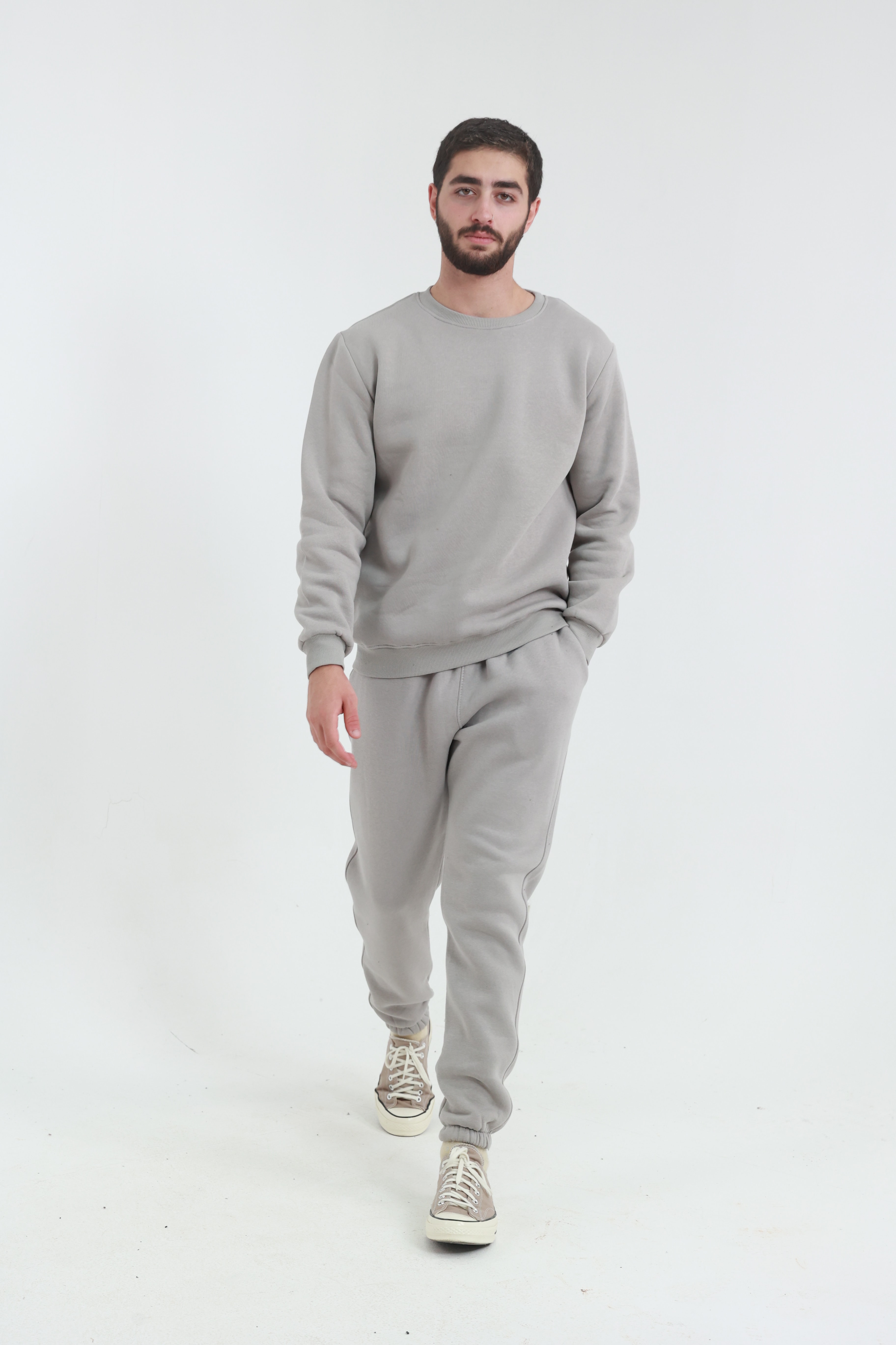 Taş Penye Regular Fit Bisiklet Yaka 3 İplik Eşofman Takım