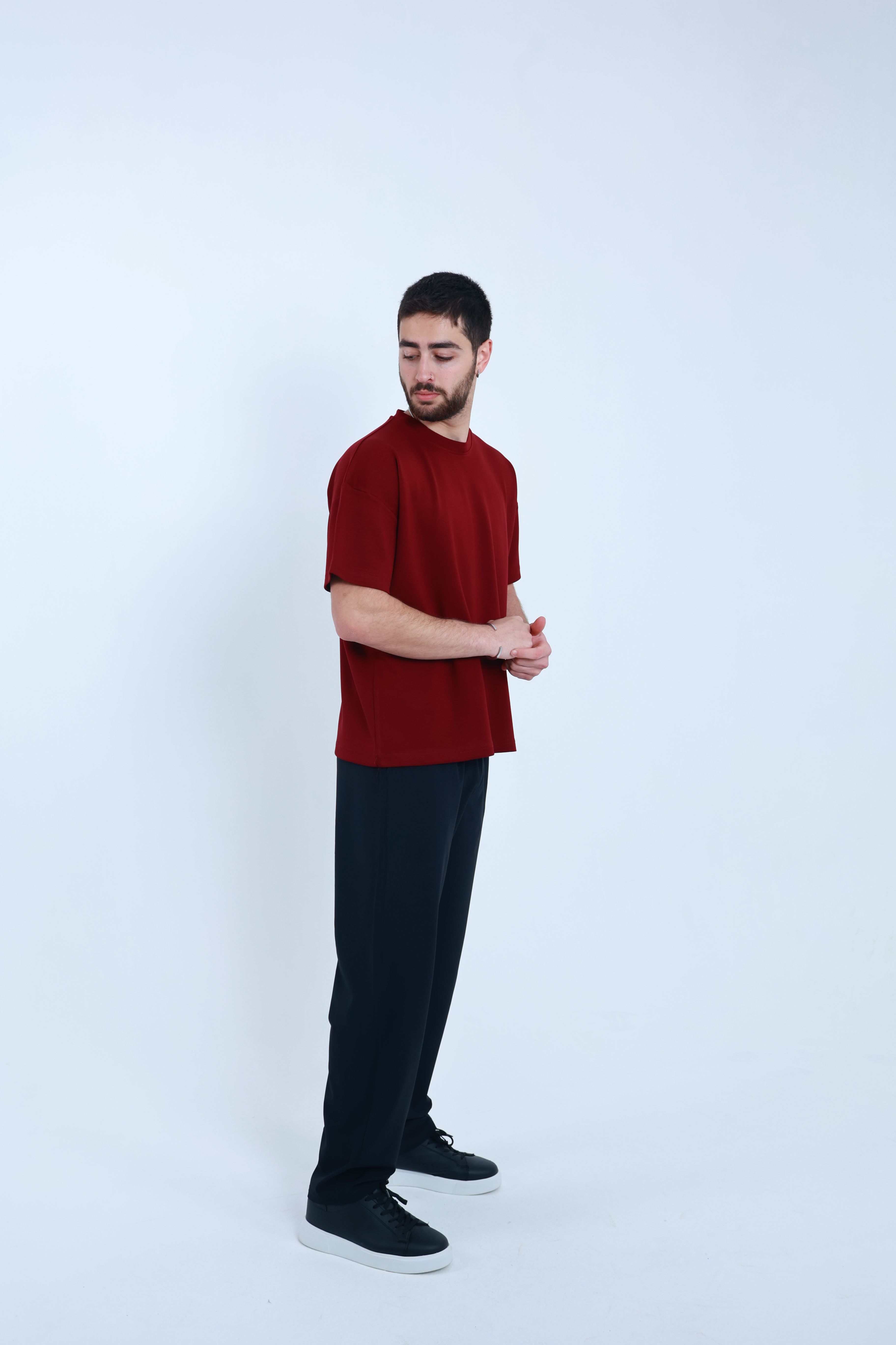 Modal Oversized T-Shirt Bordo