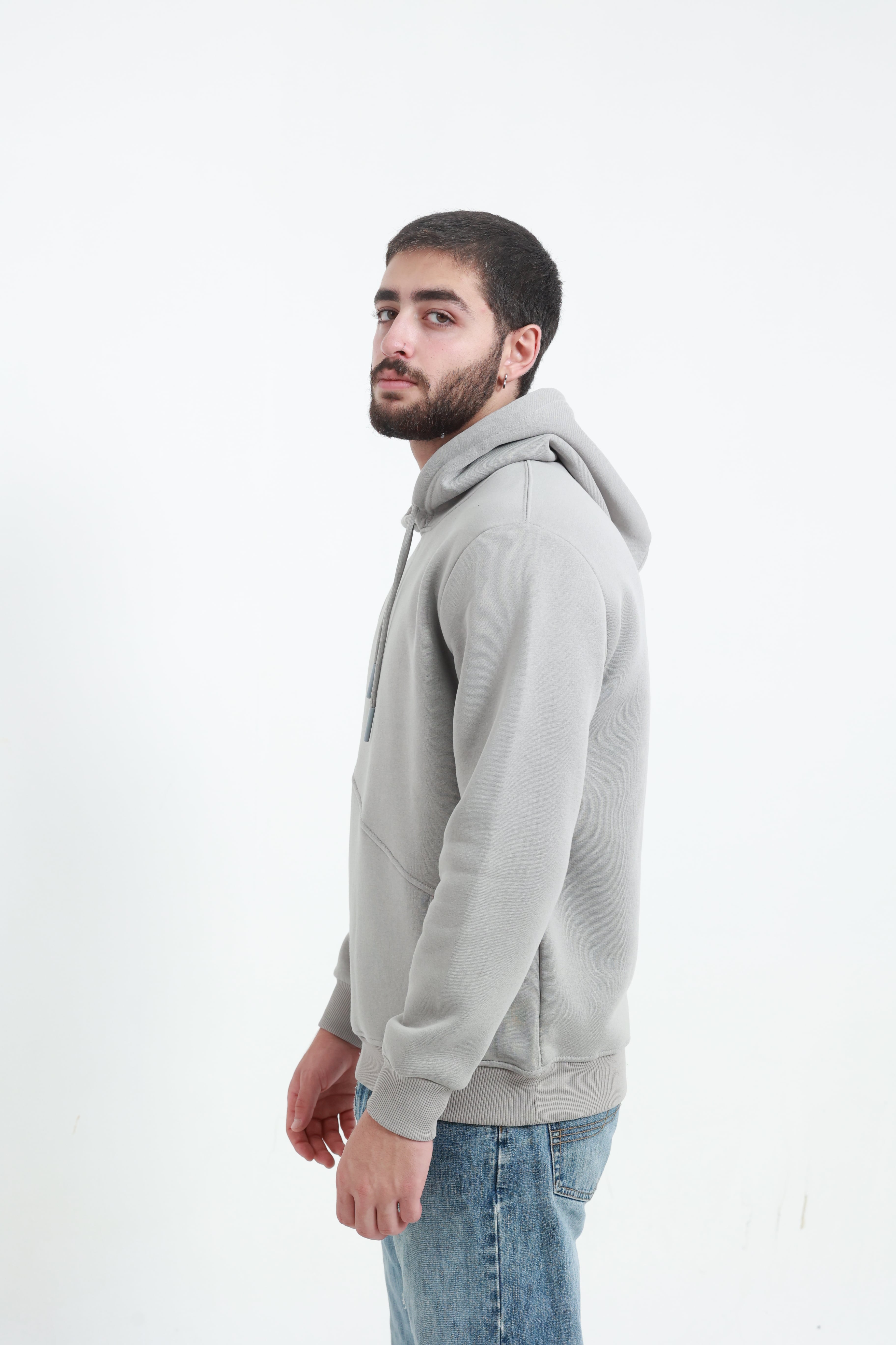 Erkek Yandan Cepli Sweatshirt Taş
