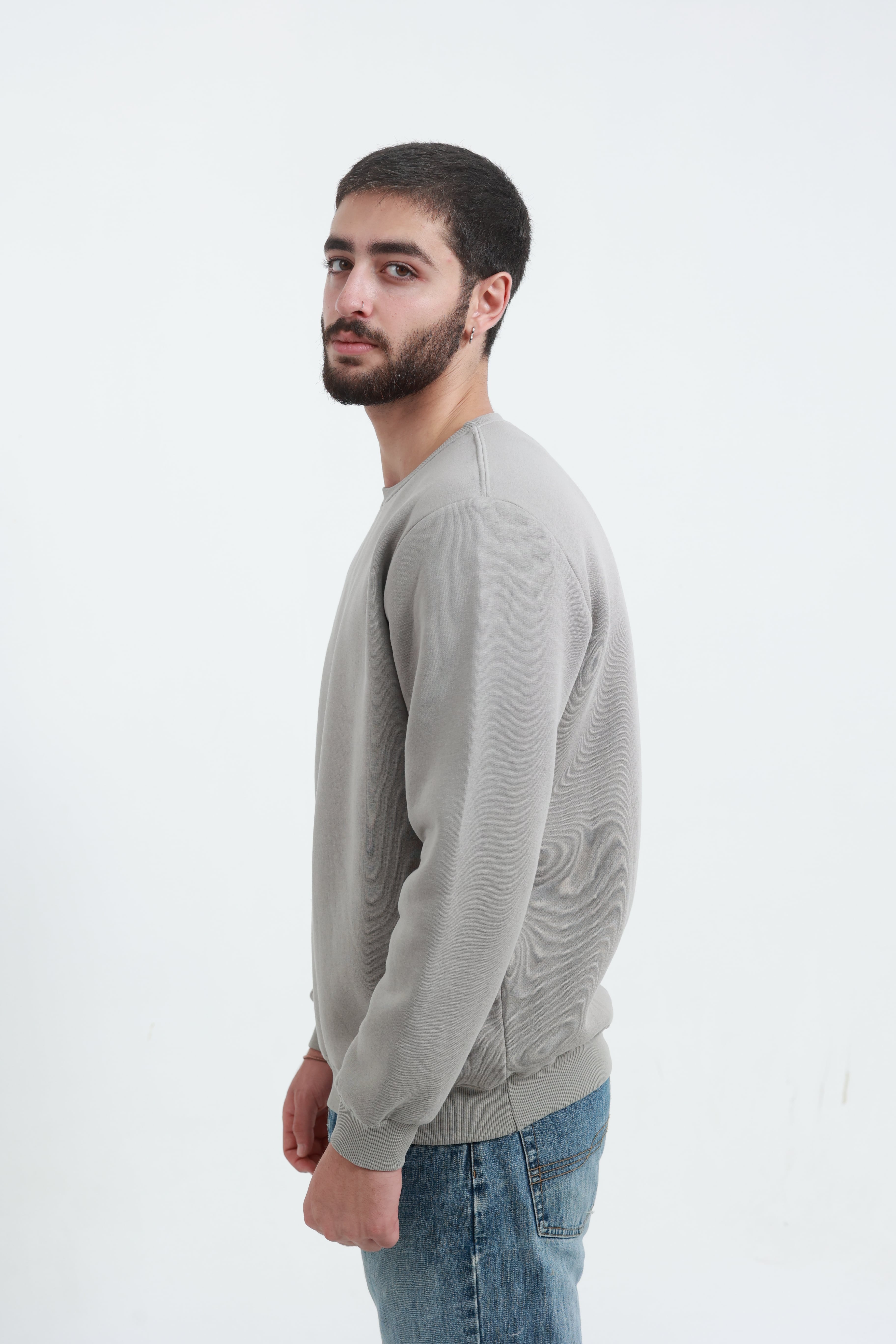 Taş Erkek Bisiklet Yaka Sweatshirt