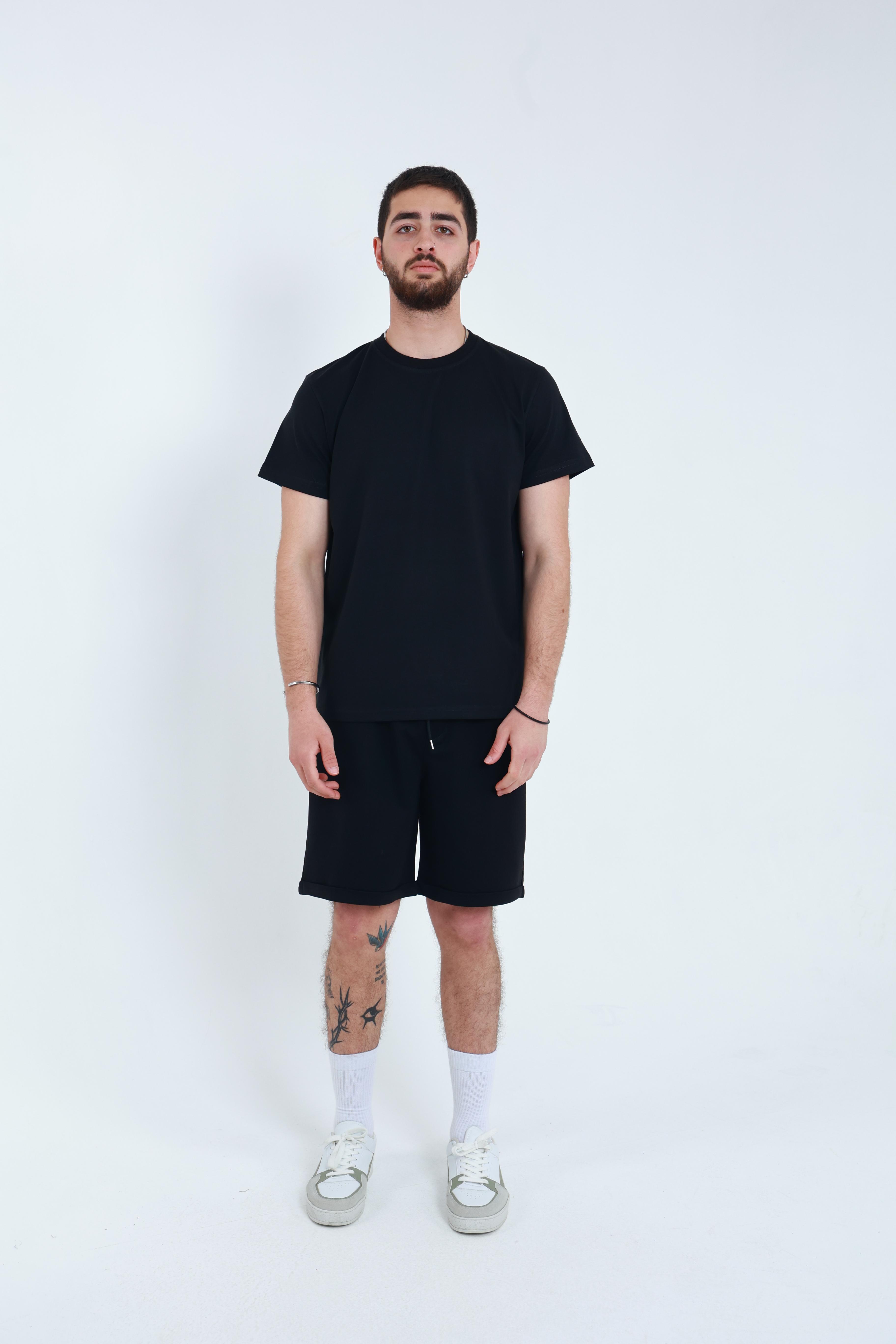Erkek Penye Regular T-Shirt Siyah