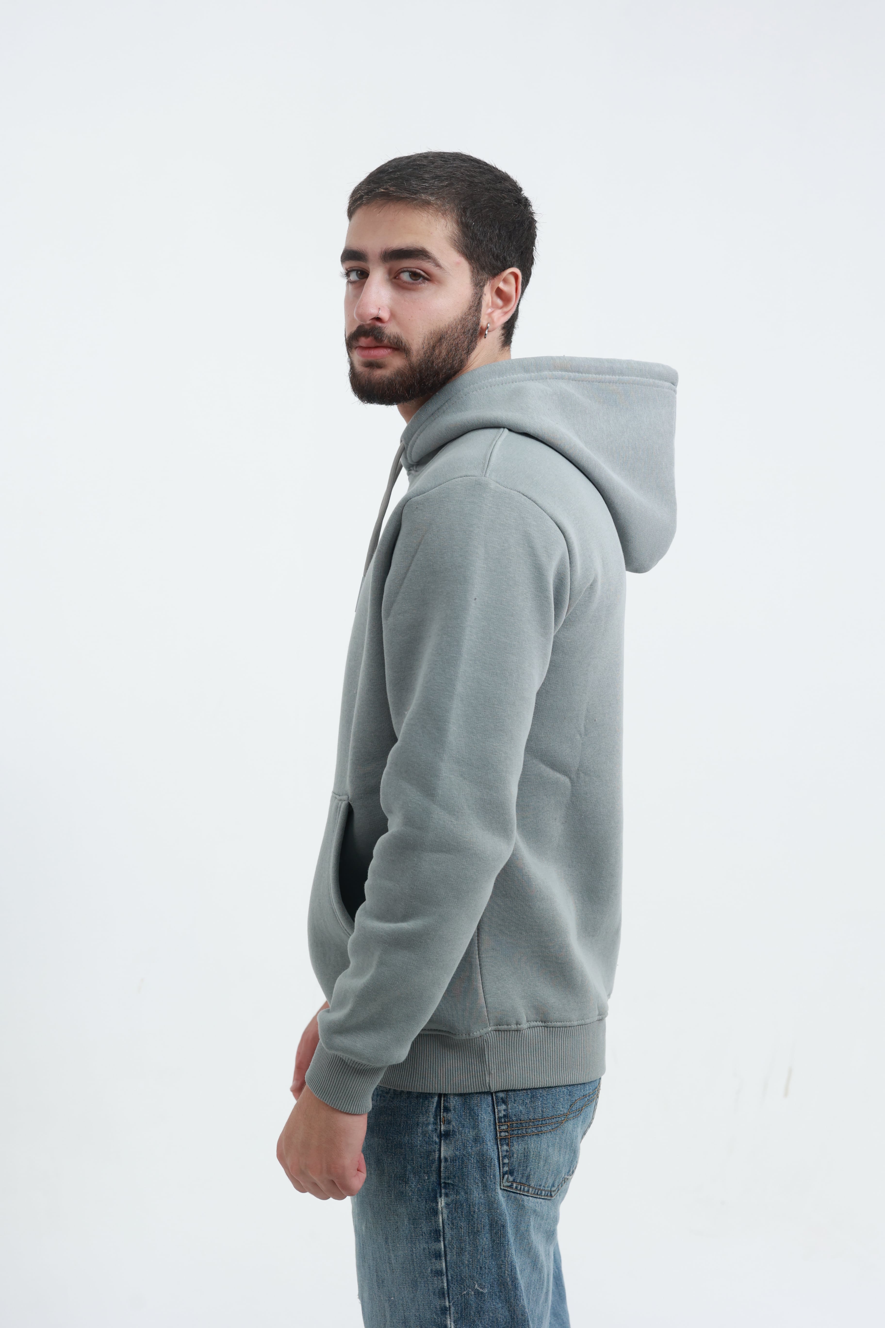 Kanguru Cepli Sweatshirt 3 İplik Gri