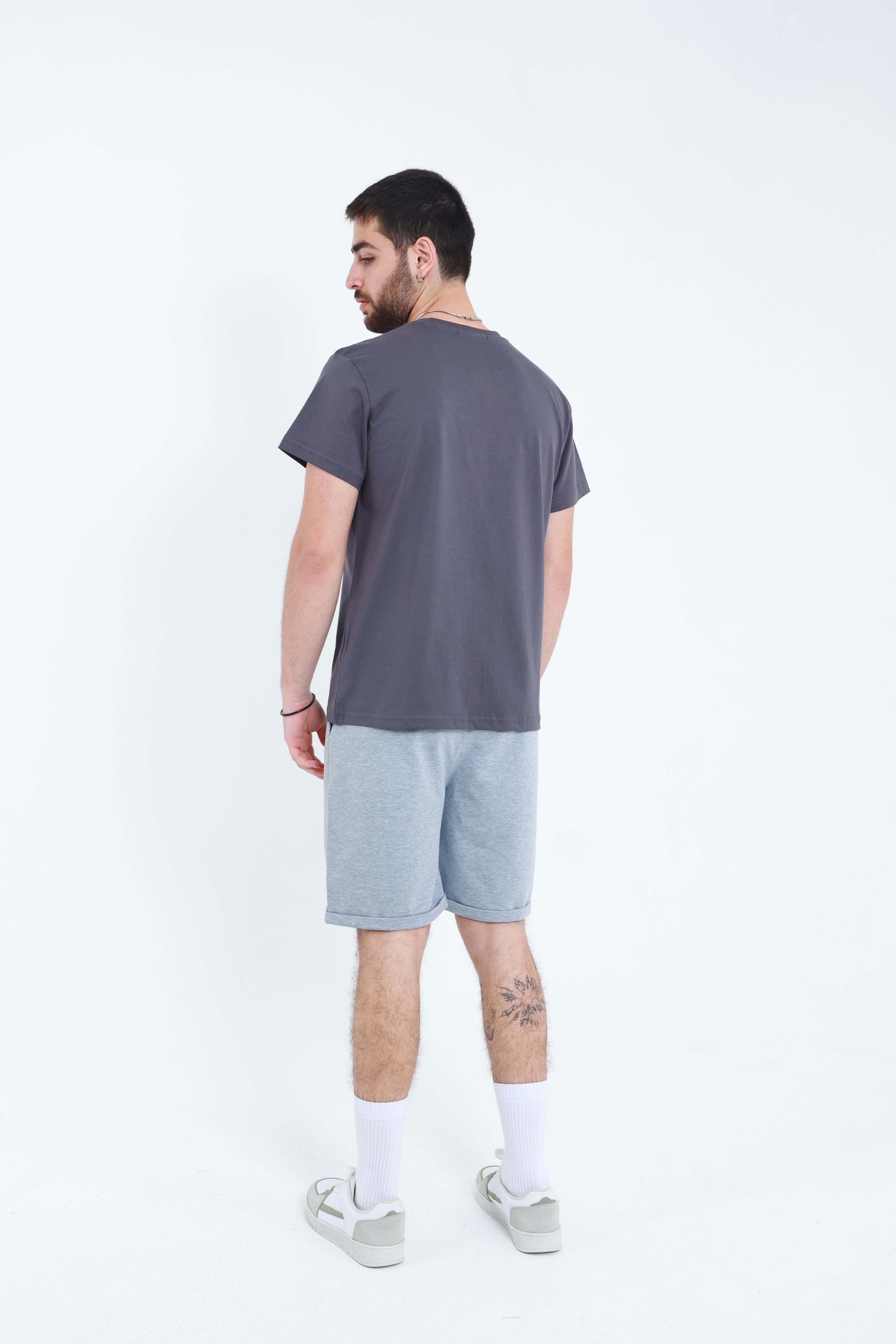 Erkek Penye Regular T-Shirt Füme