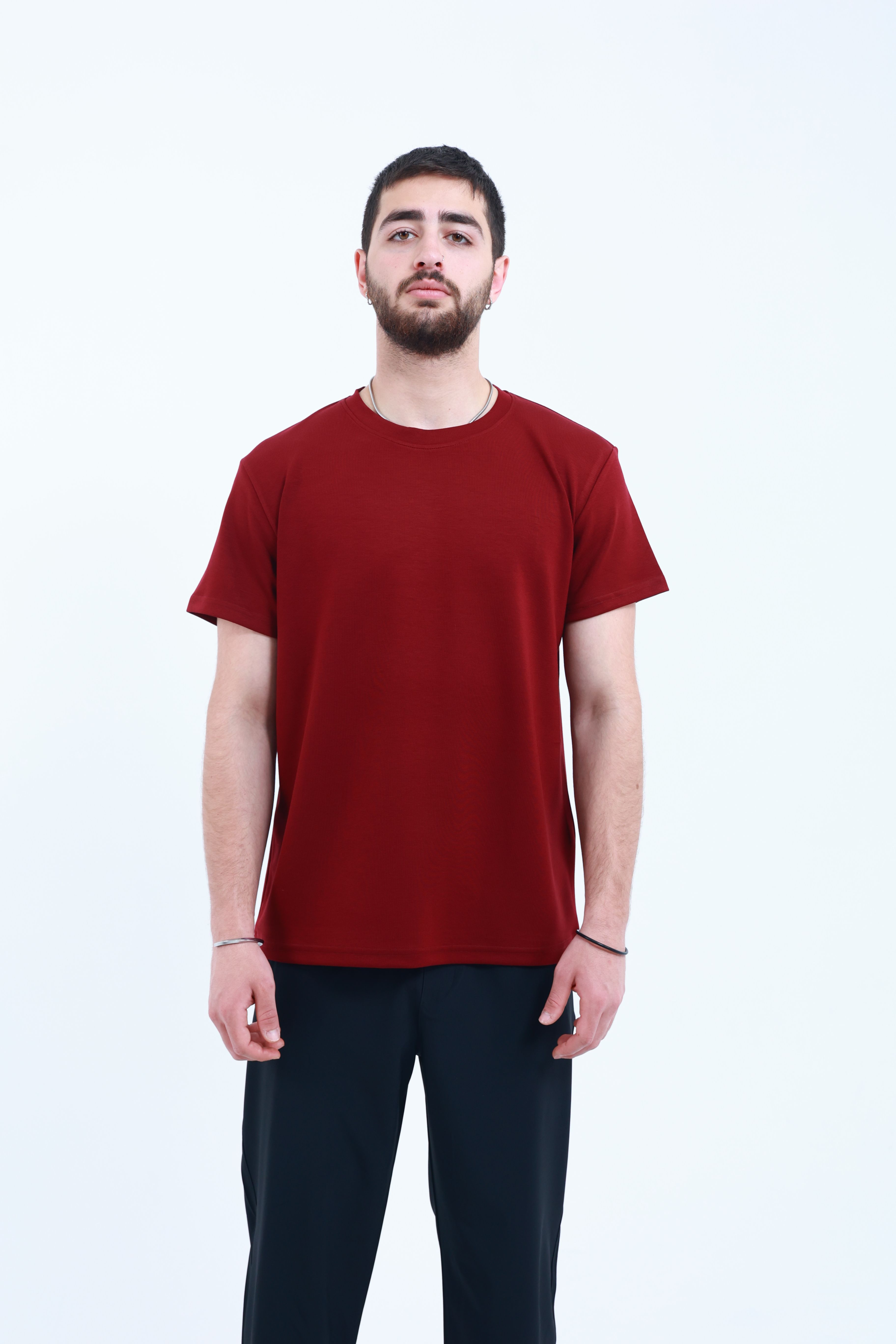 Modal Regular T-Shirt Bordo