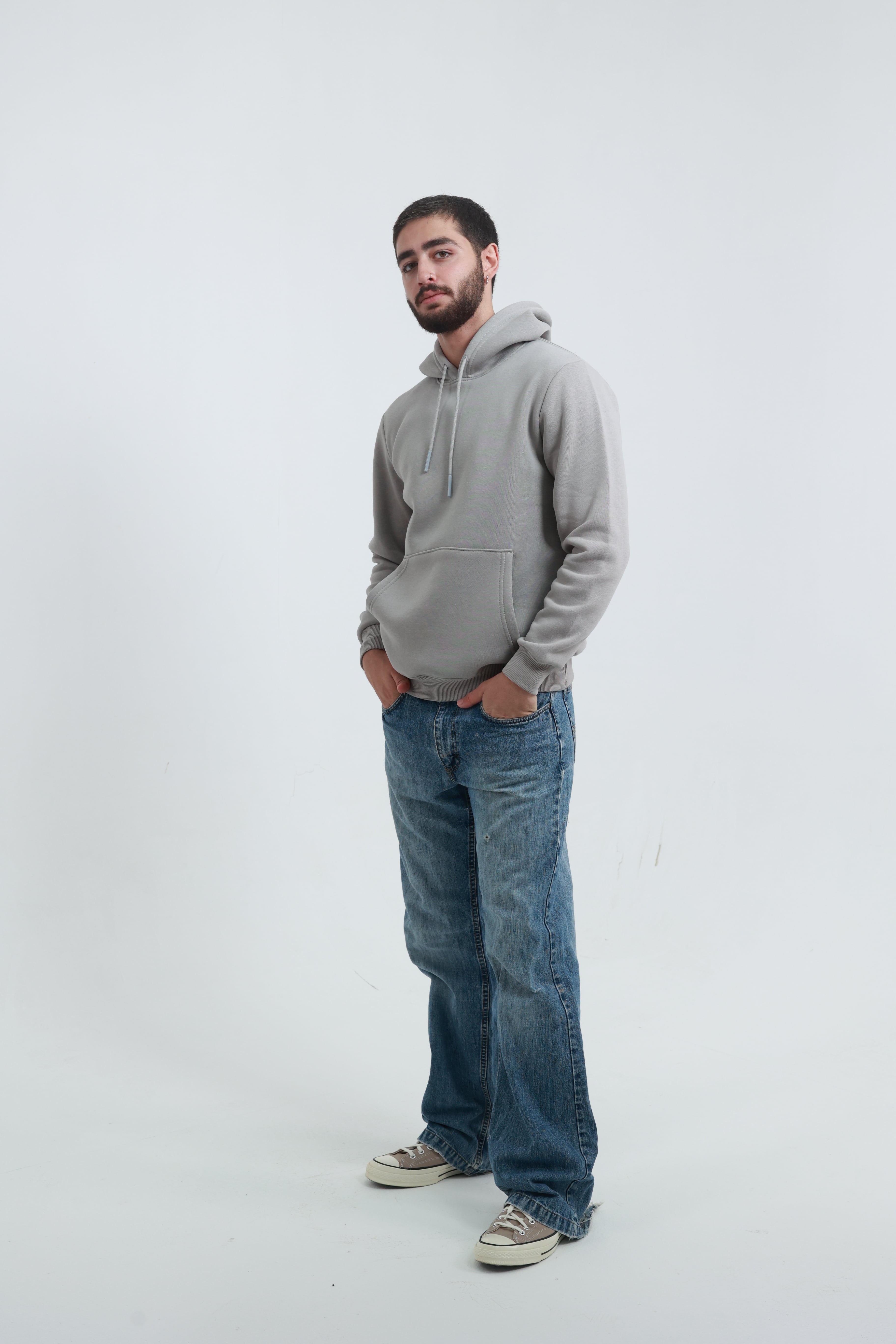 Kanguru Cepli Sweatshirt 3 İplik Taş