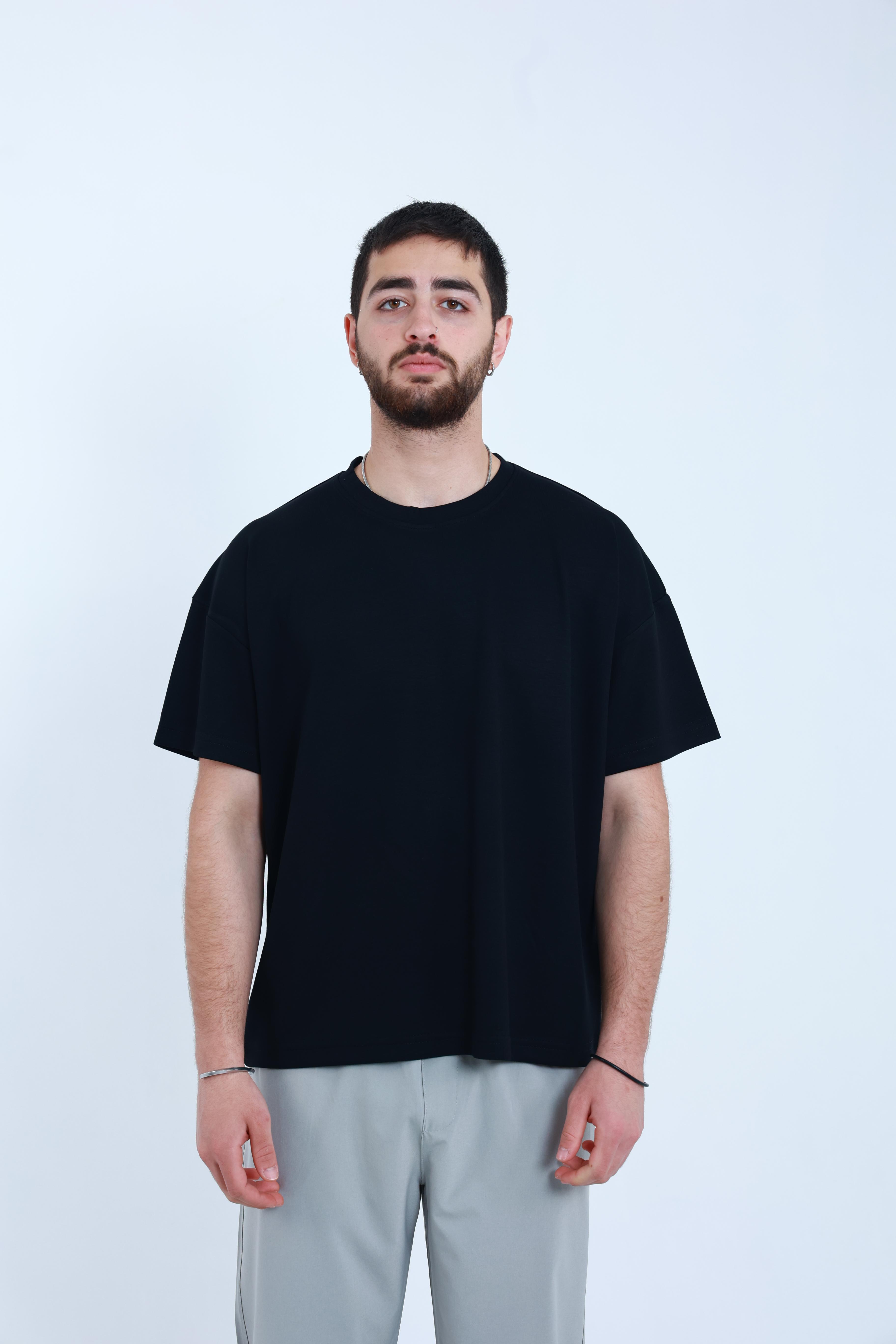 Modal Oversized T-Shirt Siyah