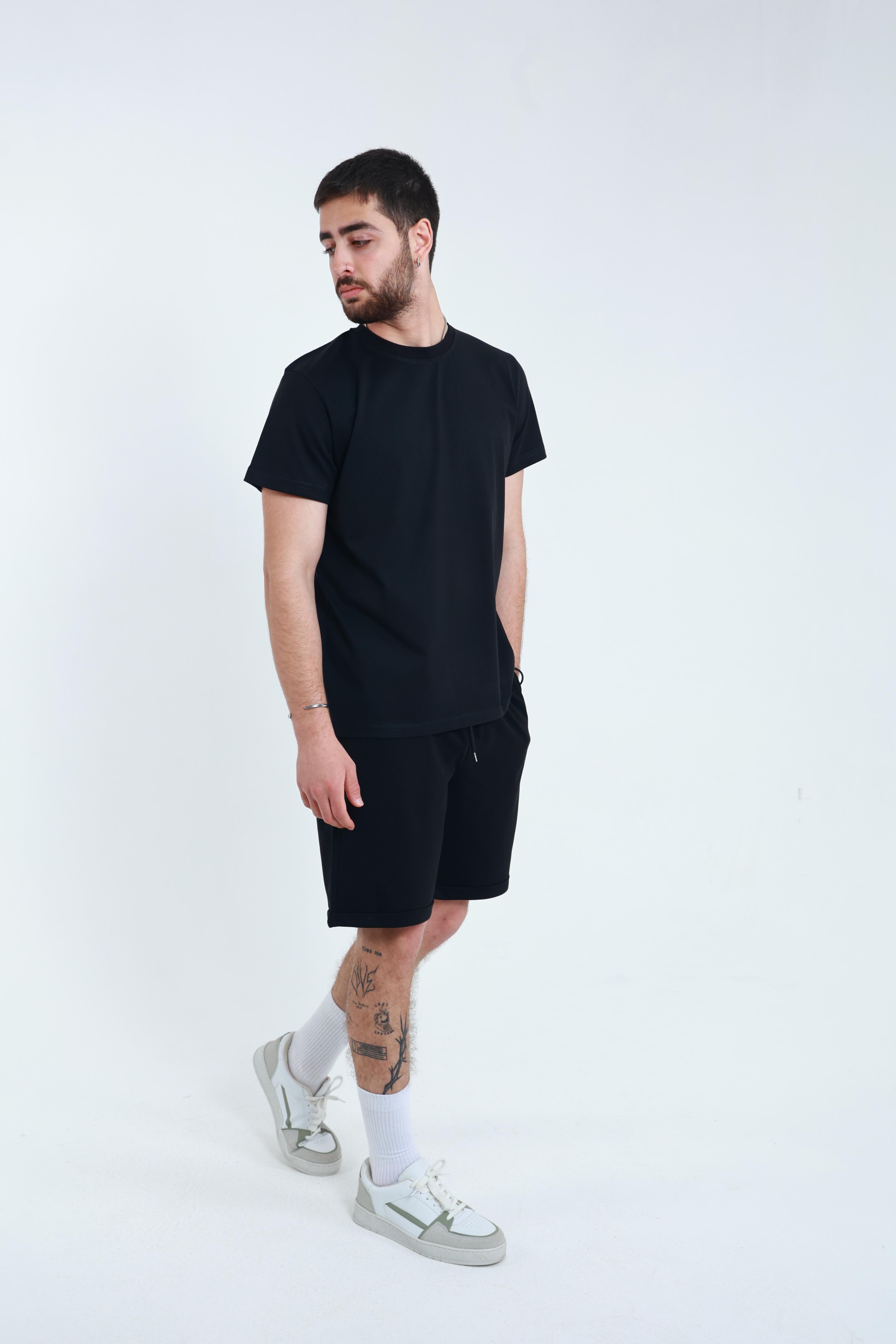 Erkek Penye Regular T-Shirt Siyah