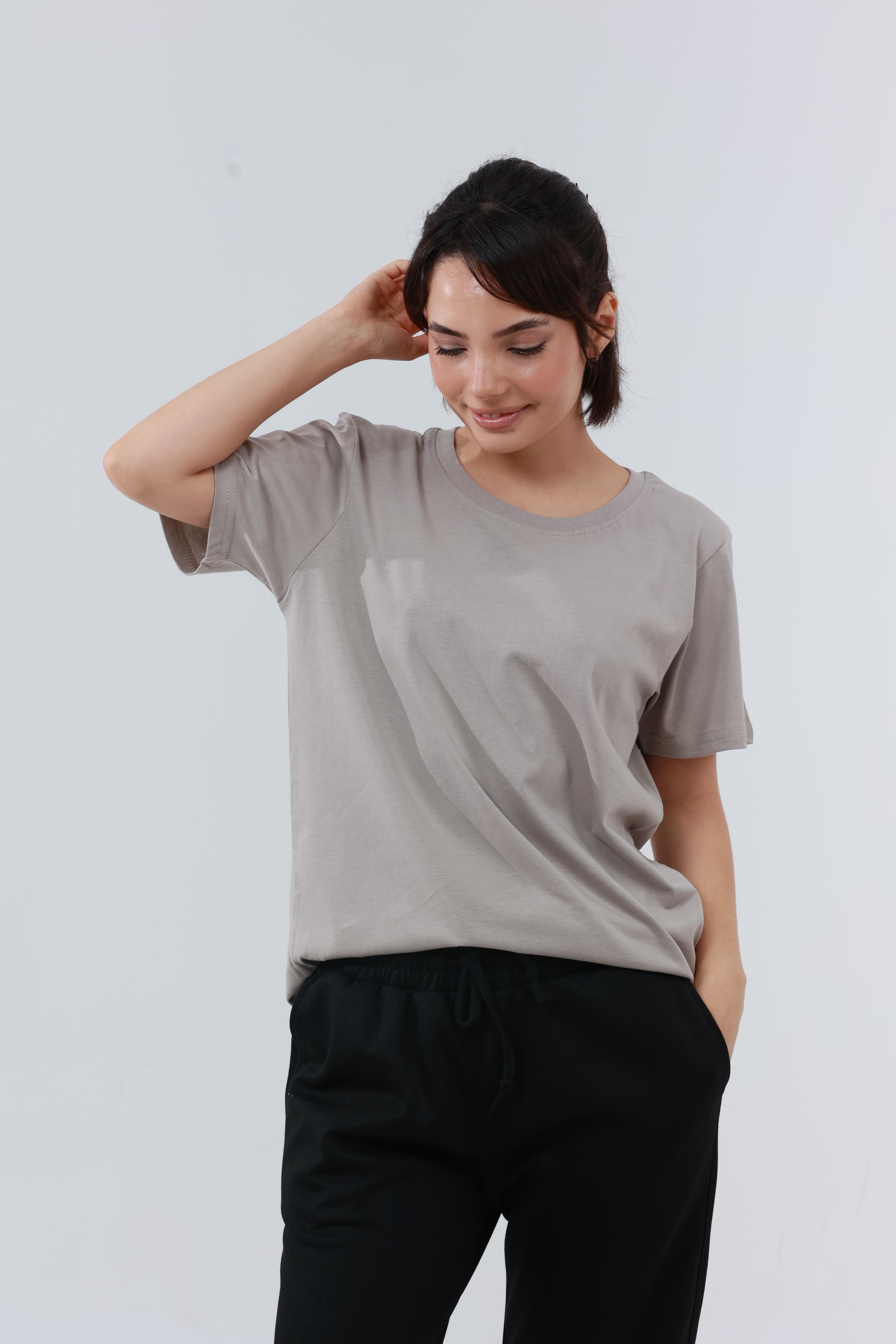 Kadın Penye Regular T-Shirt Bej