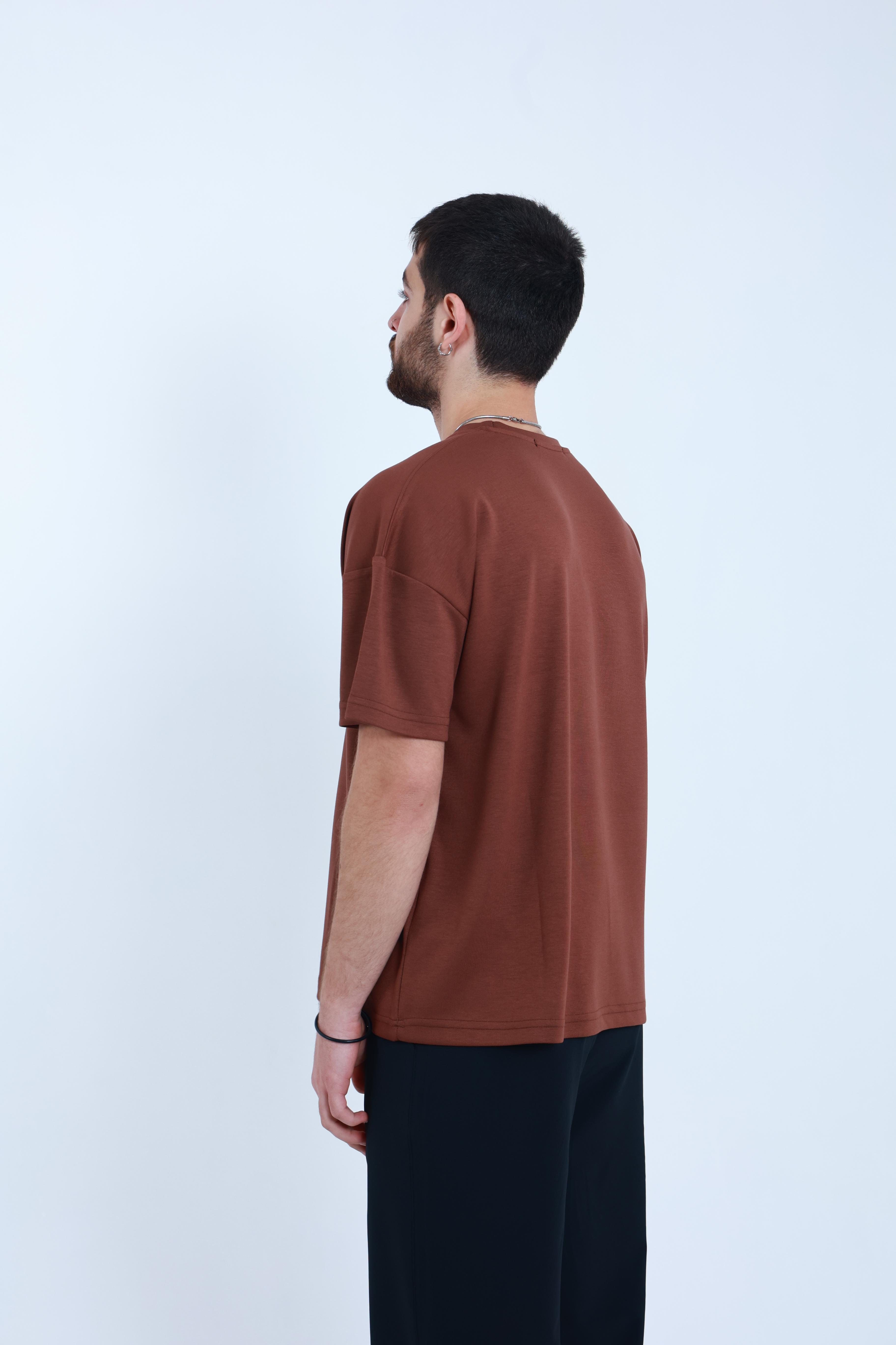 Modal Oversized T-Shirt Kahverengi