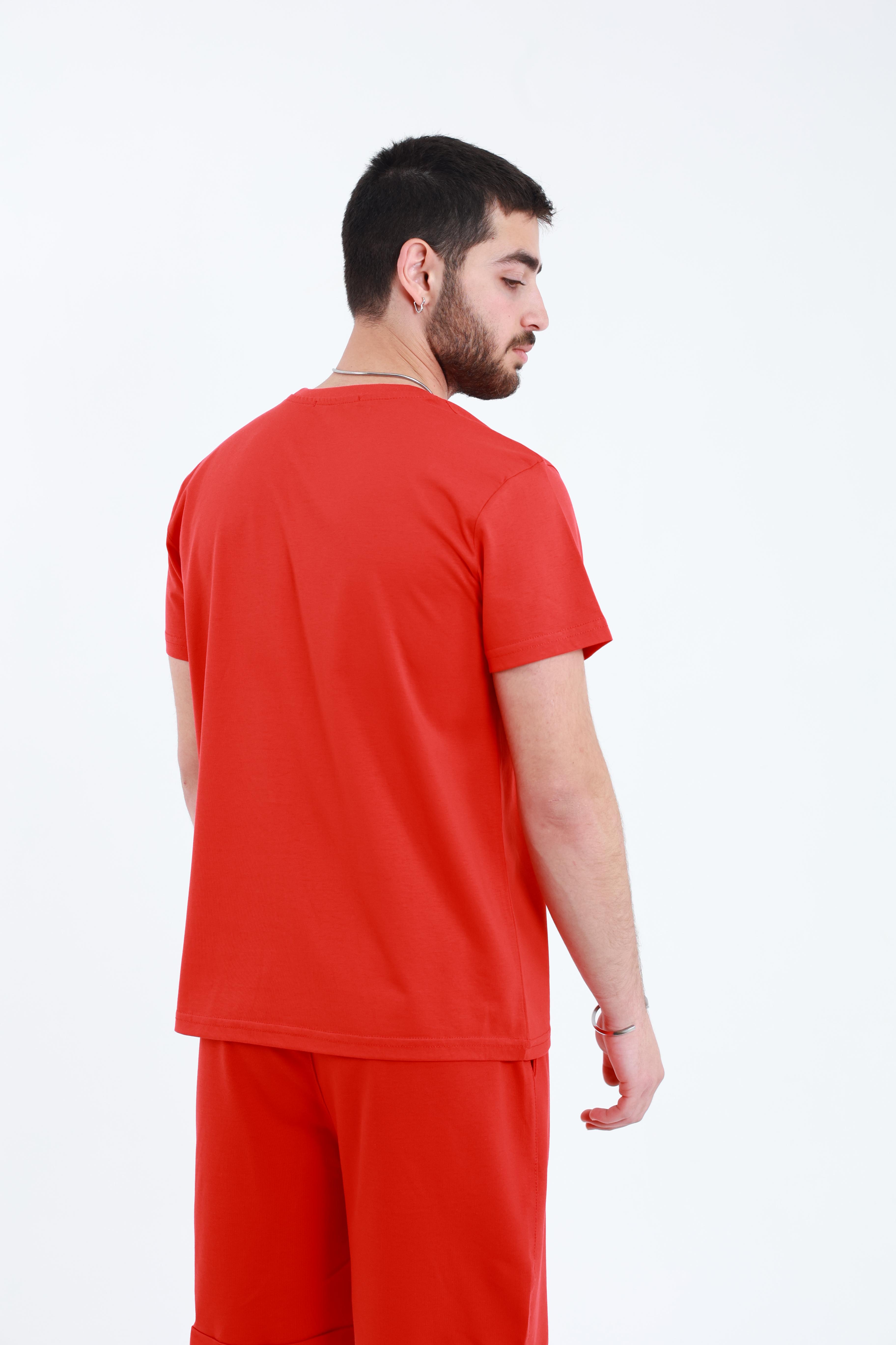 Erkek Penye Regular T-Shirt Kırmızı