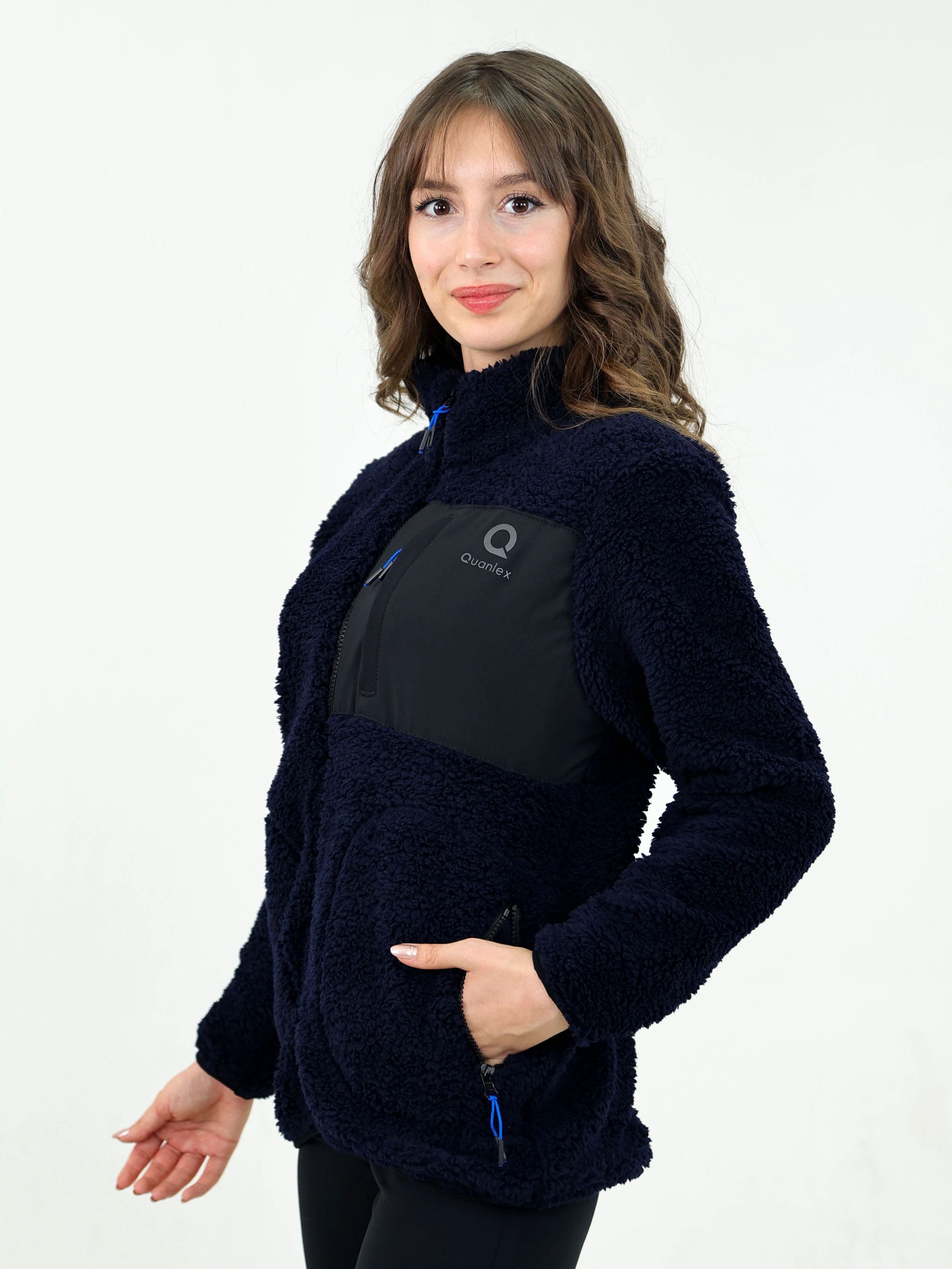 Lacivert Kadın Kuzu Welsoft Polar Ceket