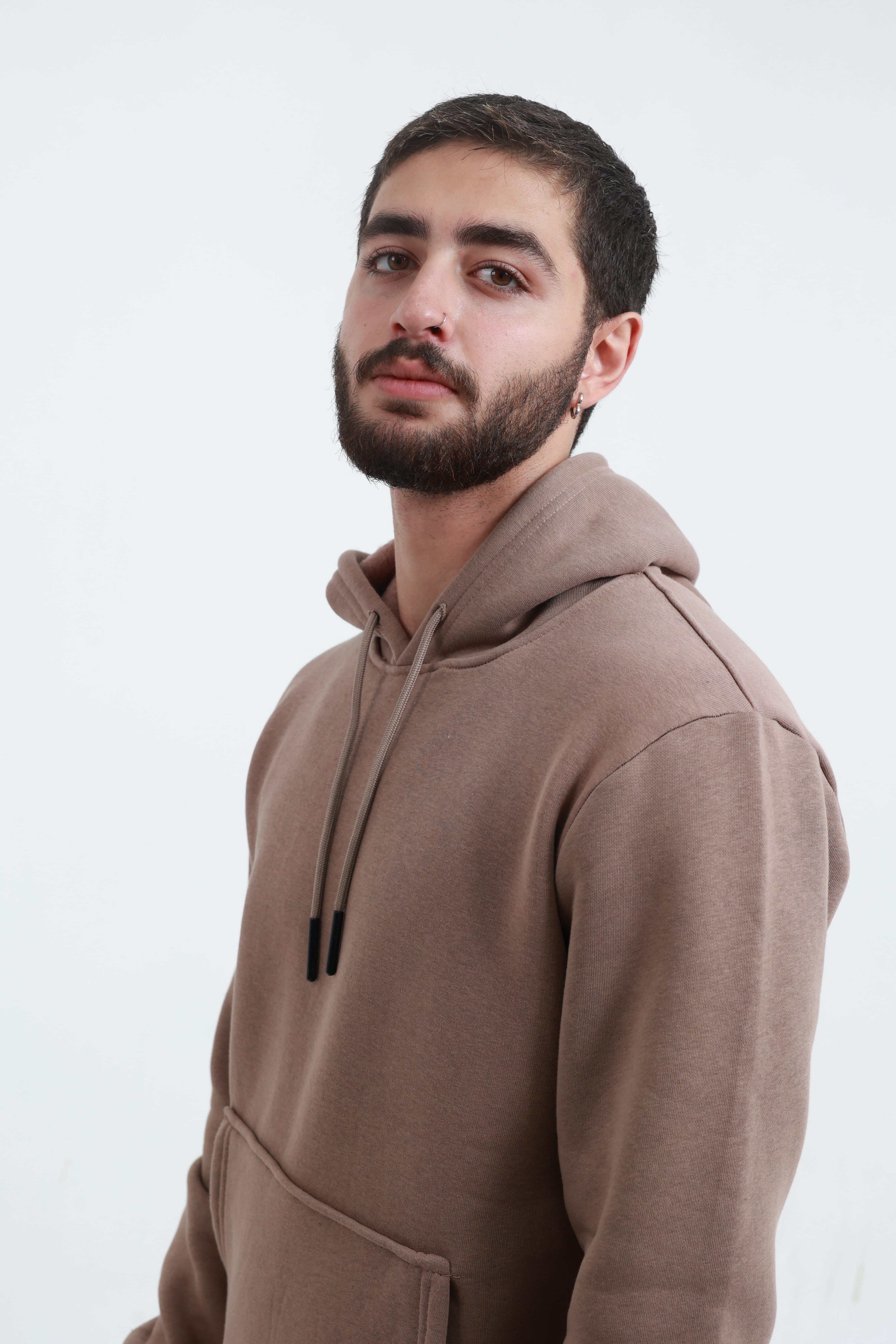 Kanguru Cepli Sweatshirt 3 İplik Kahverengi