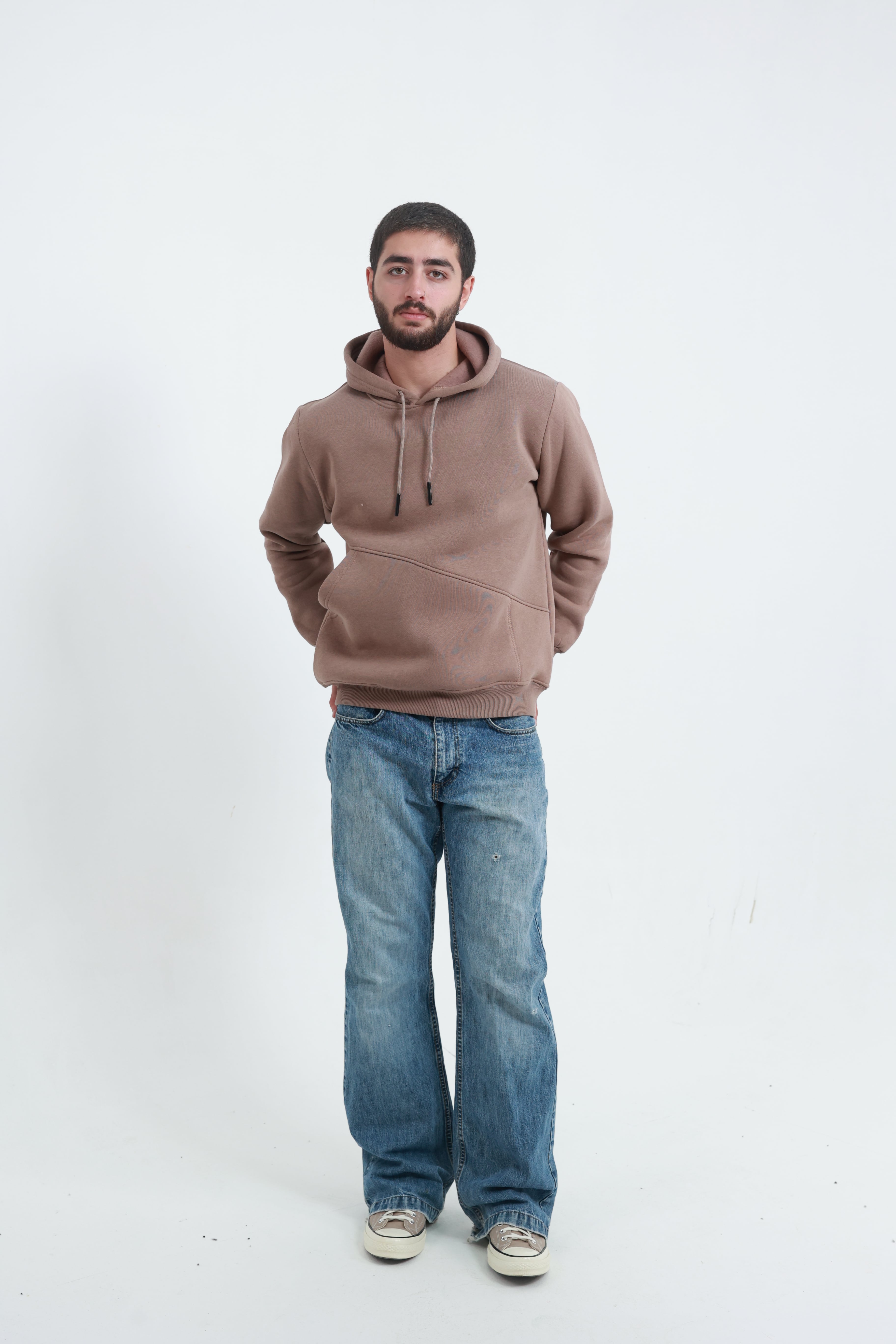 Erkek Yandan Cepli Sweatshirt Kahverengi