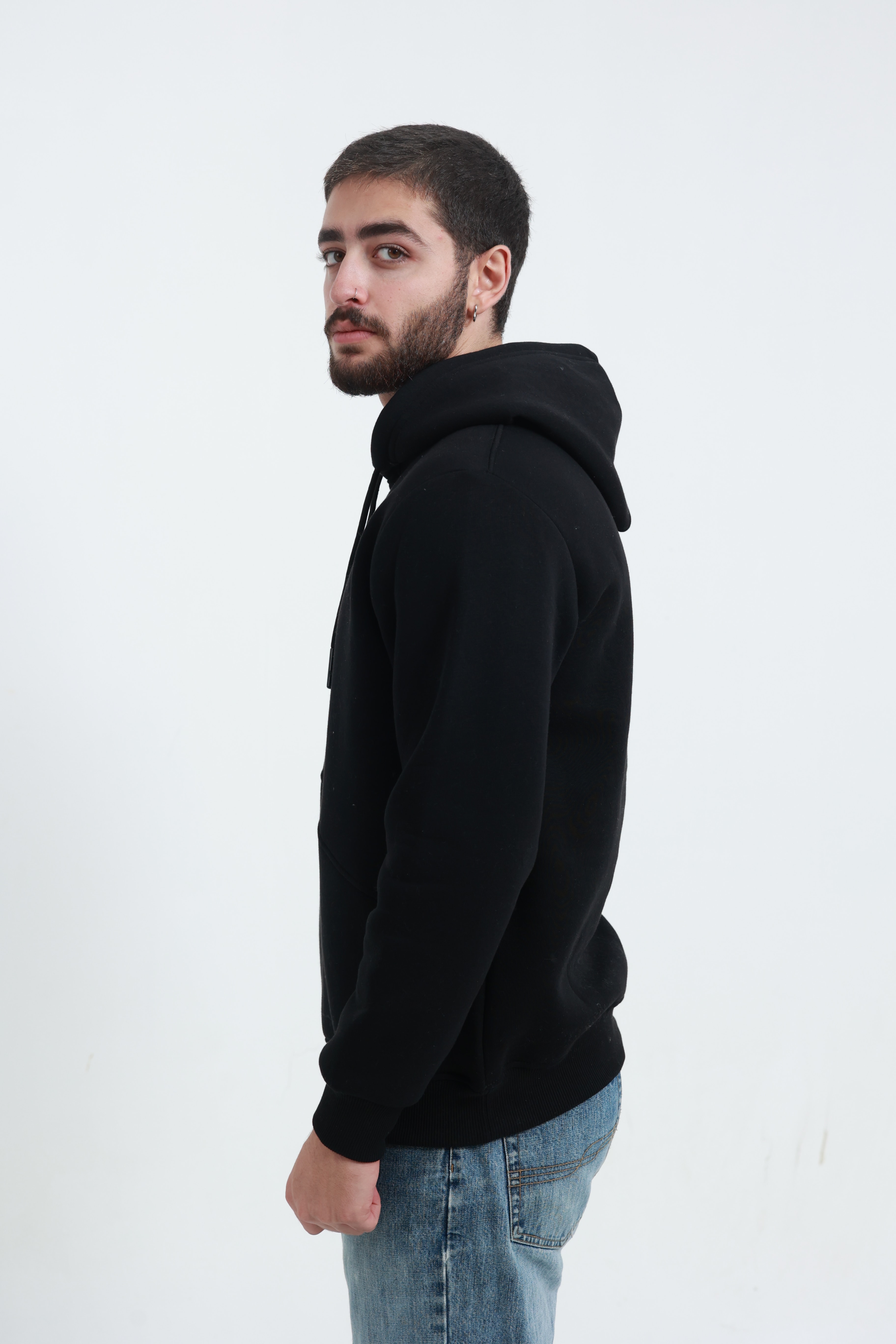 Erkek Yandan Cepli Sweatshirt Siyah