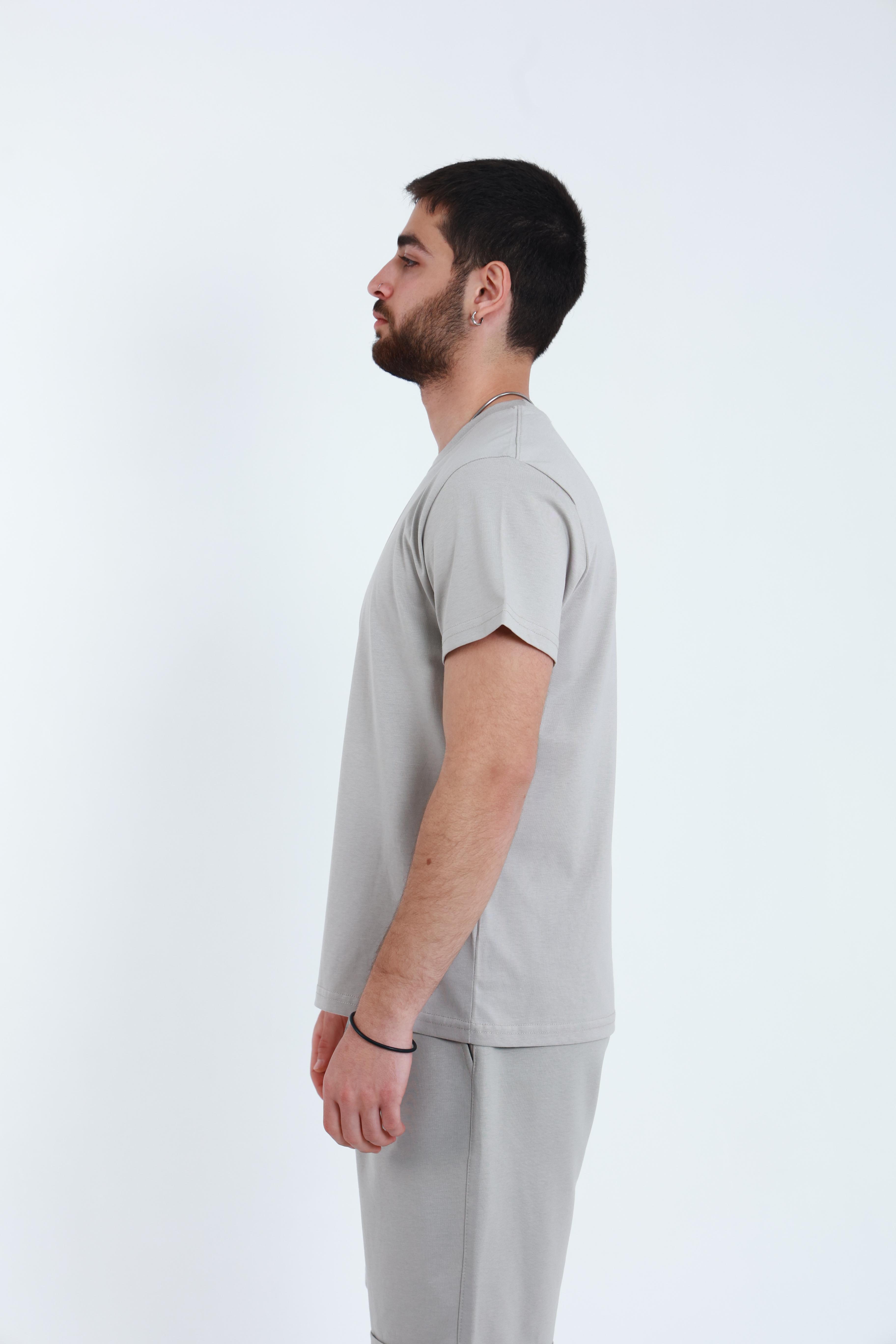 Erkek Penye Regular T-Shirt Taş