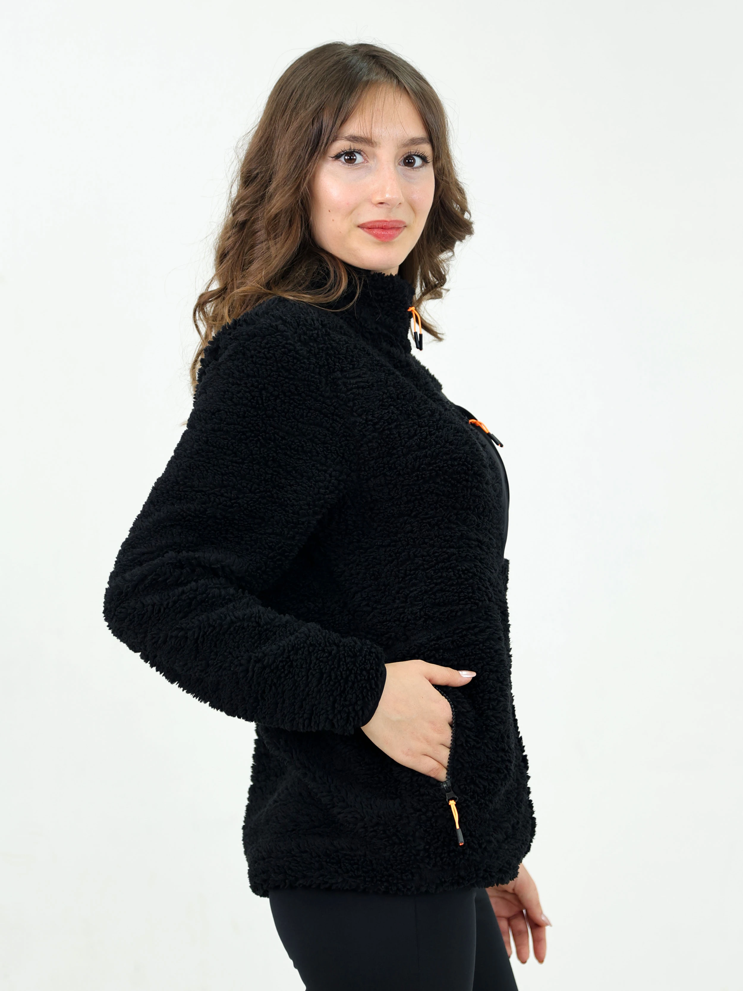 Siyah Kadın Kuzu Welsoft Polar Ceket