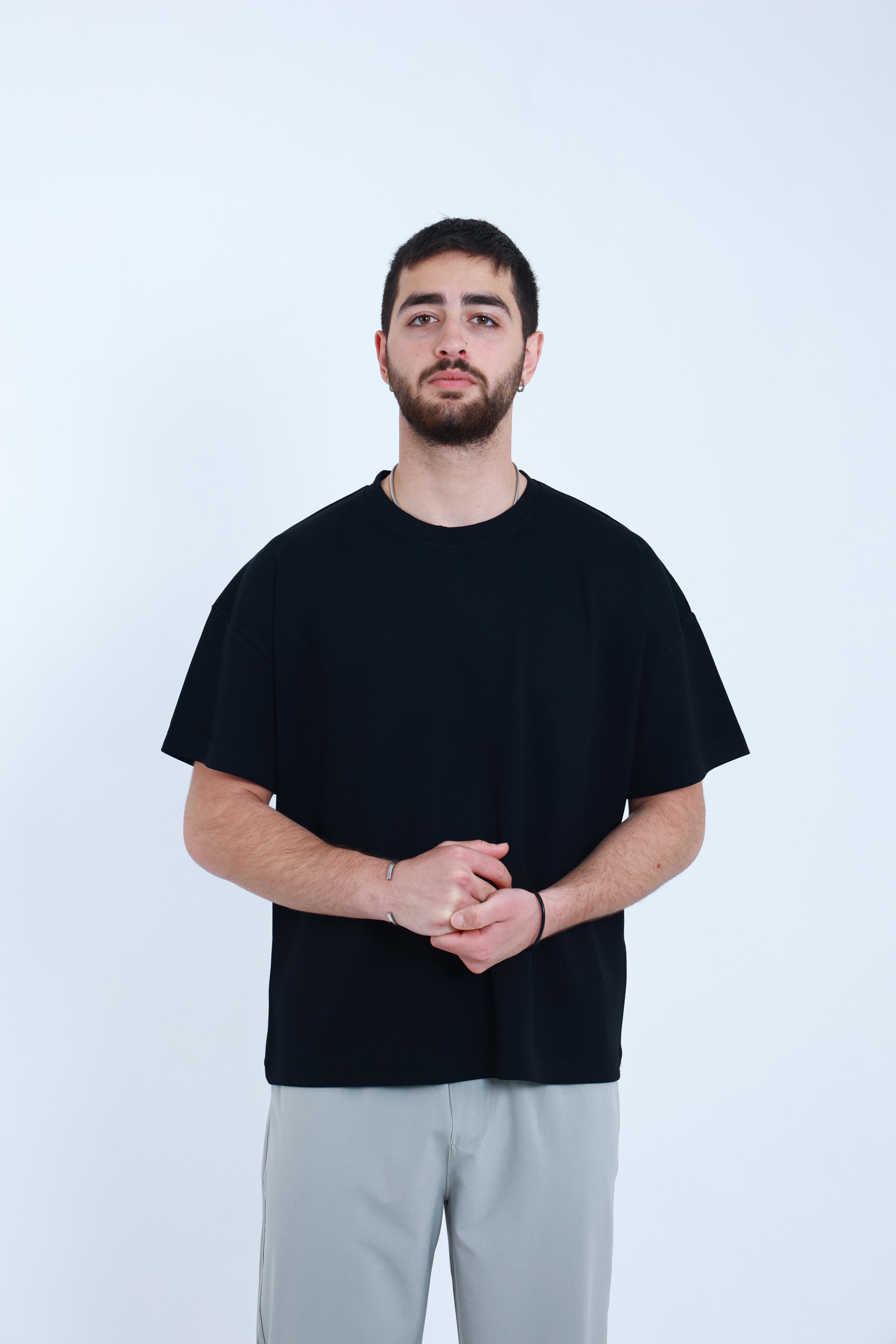 Modal Oversized T-Shirt Siyah