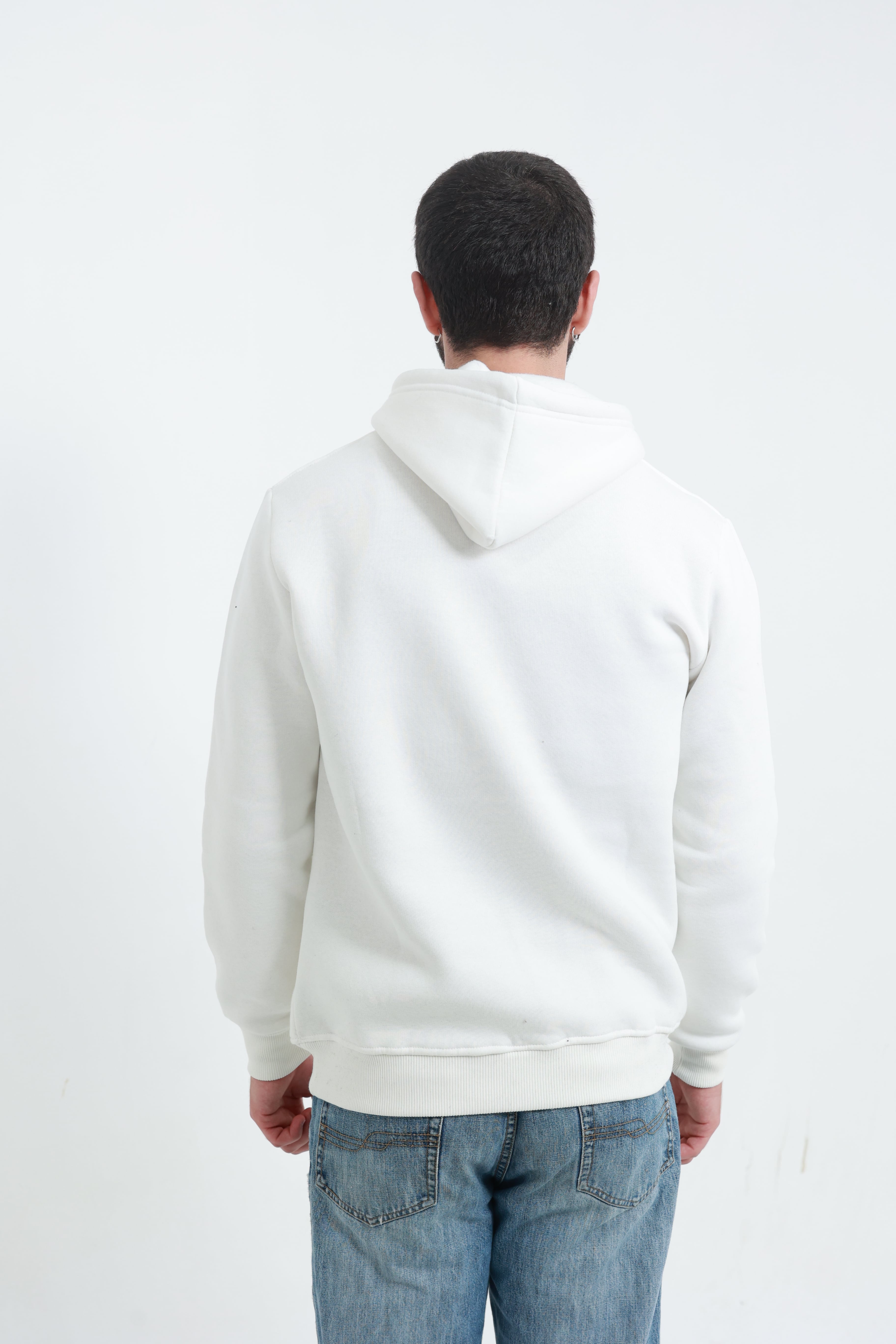 Erkek Yandan Cepli Sweatshirt Beyaz
