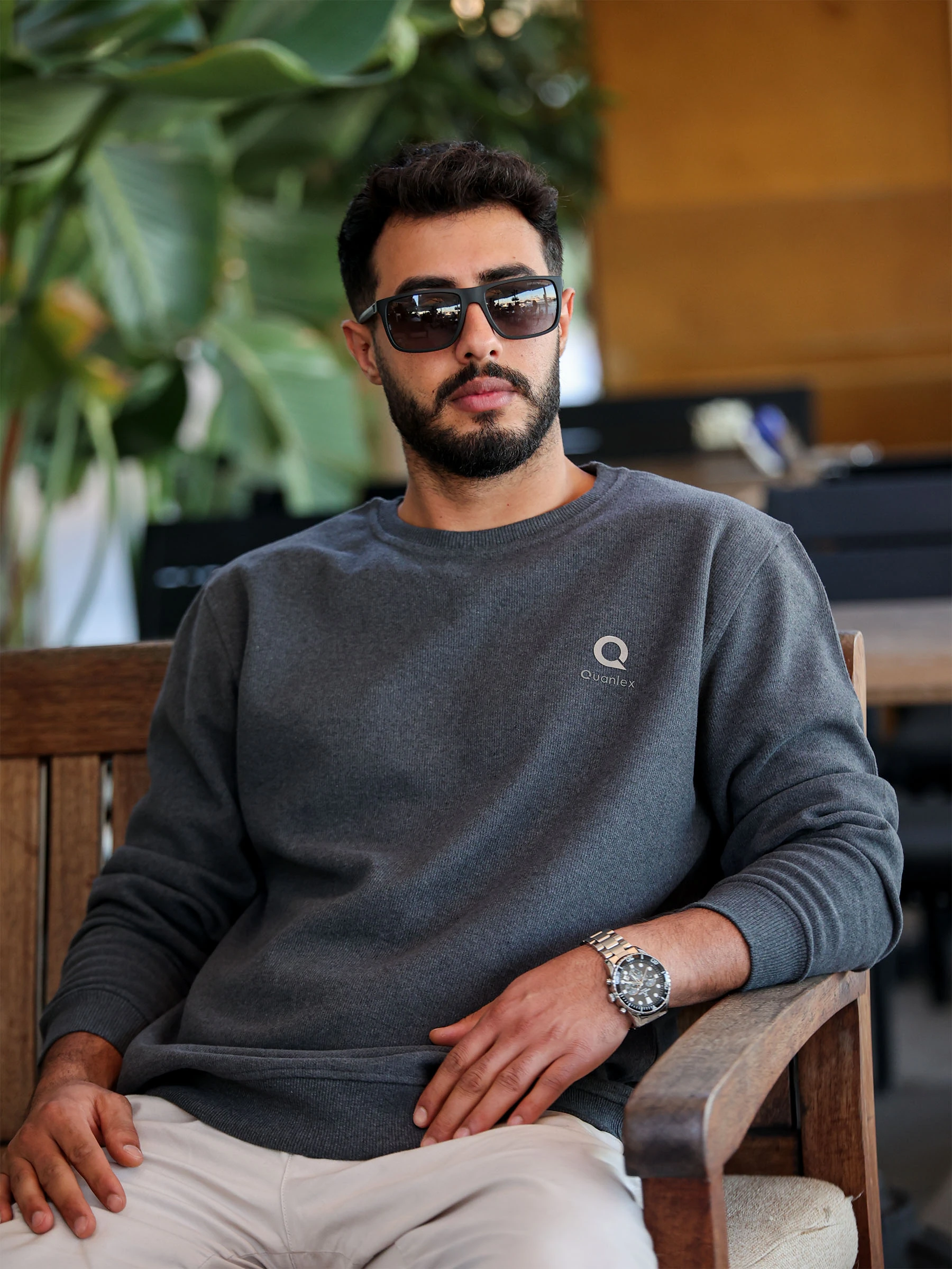 Füme Quanlex Selanik Kumaş Bisiklet Yaka Sweatshirt