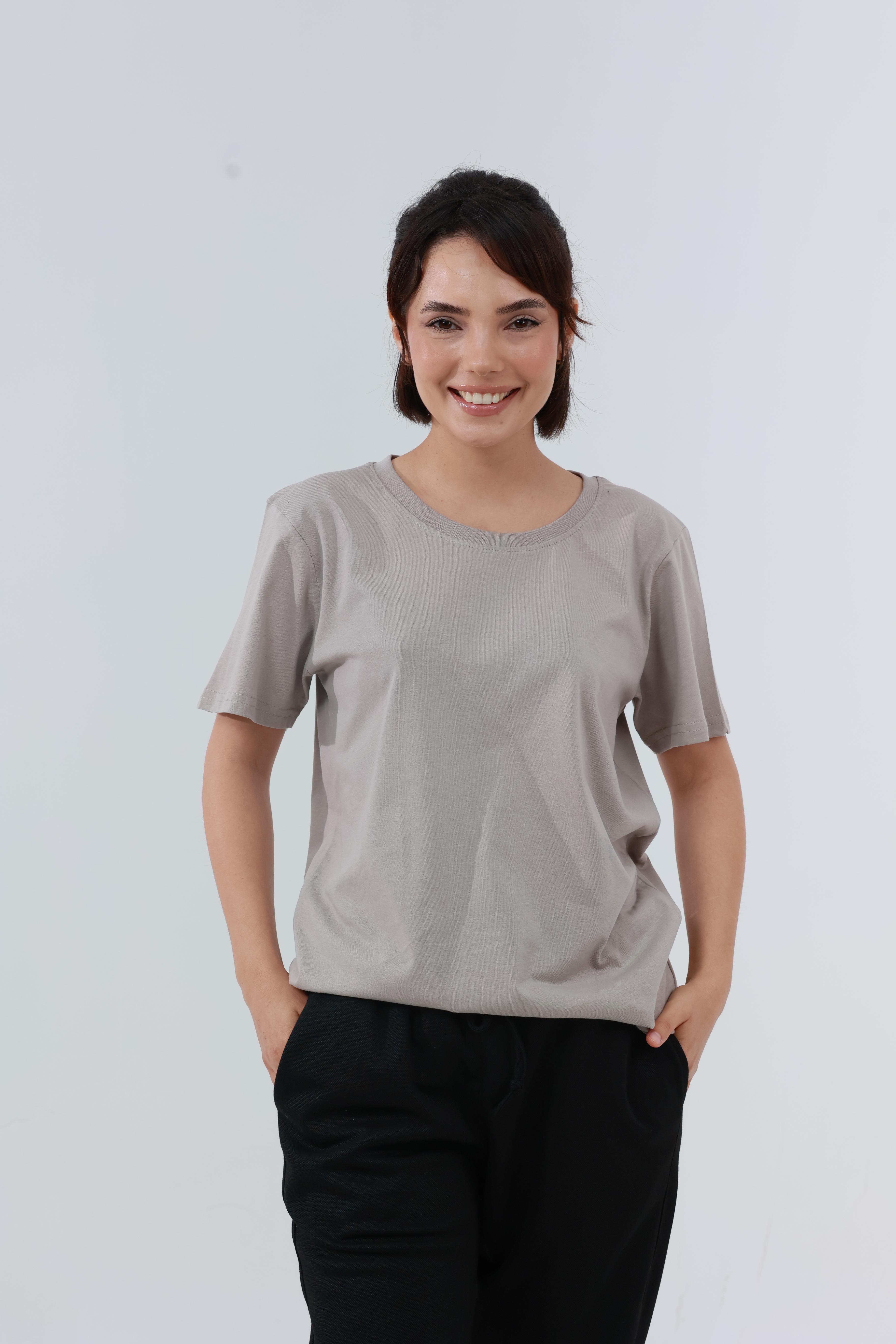 Kadın Penye Regular T-Shirt Bej