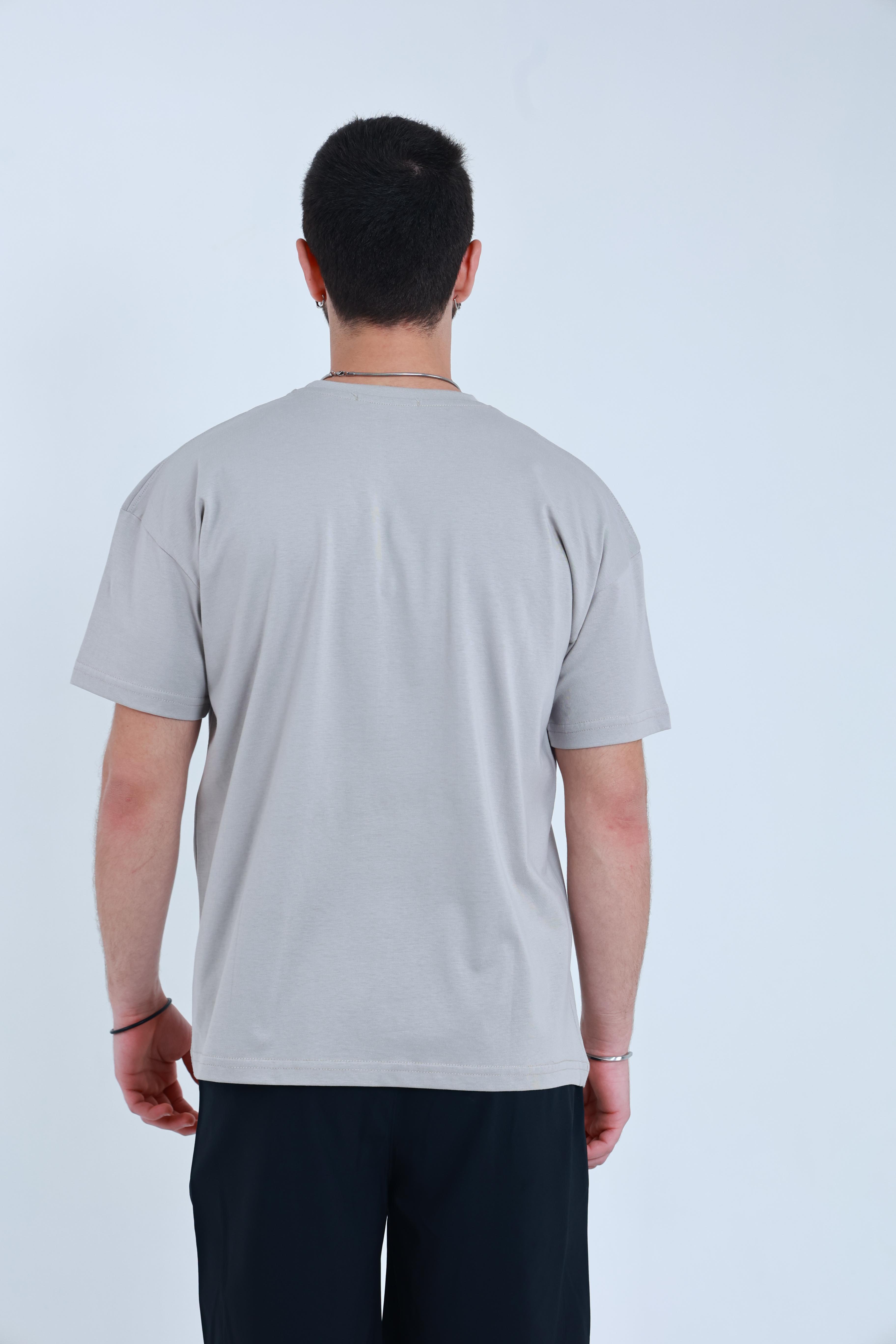 Erkek Penye Oversized T-Shirt Bej