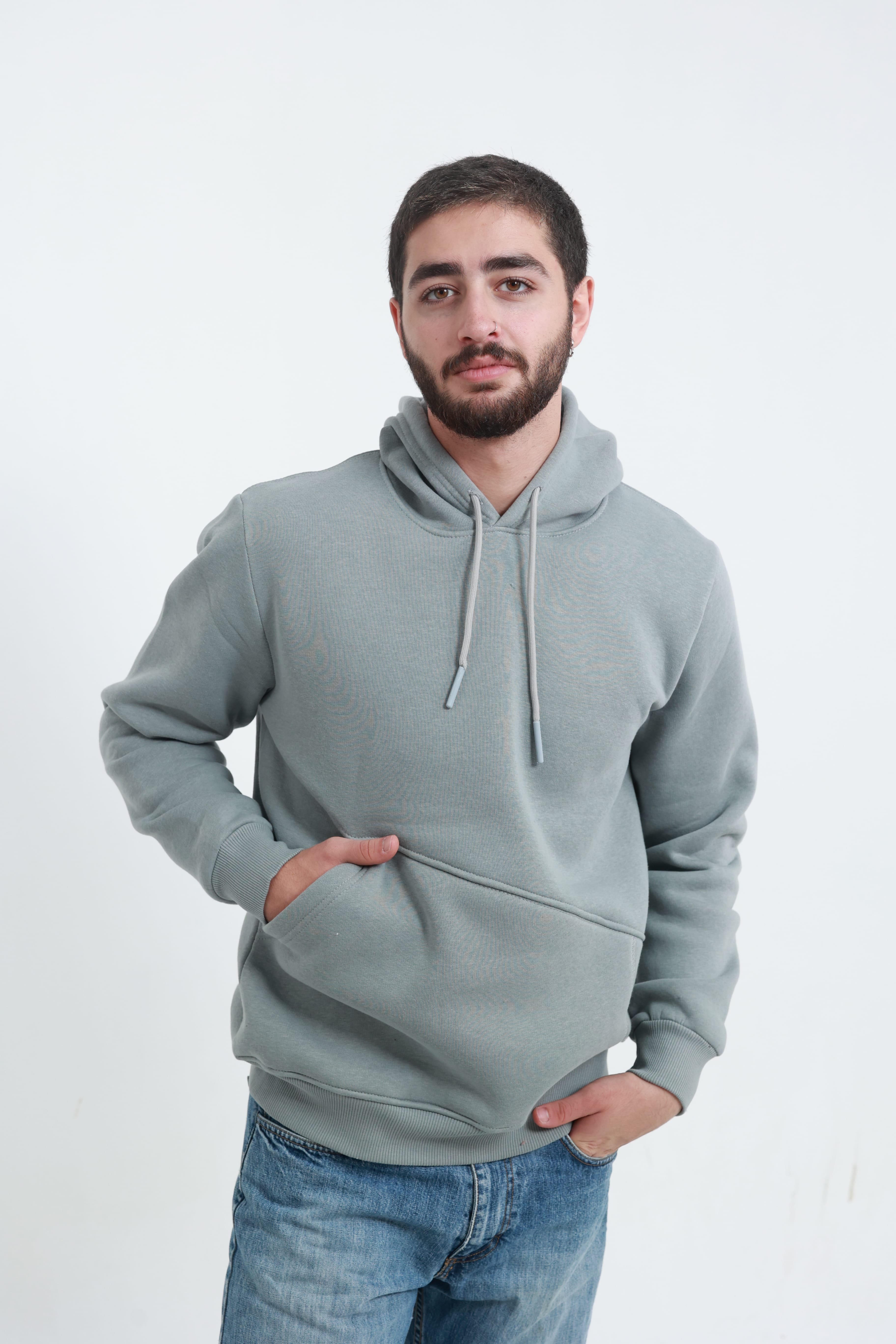 Erkek Yandan Cepli Sweatshirt Gri
