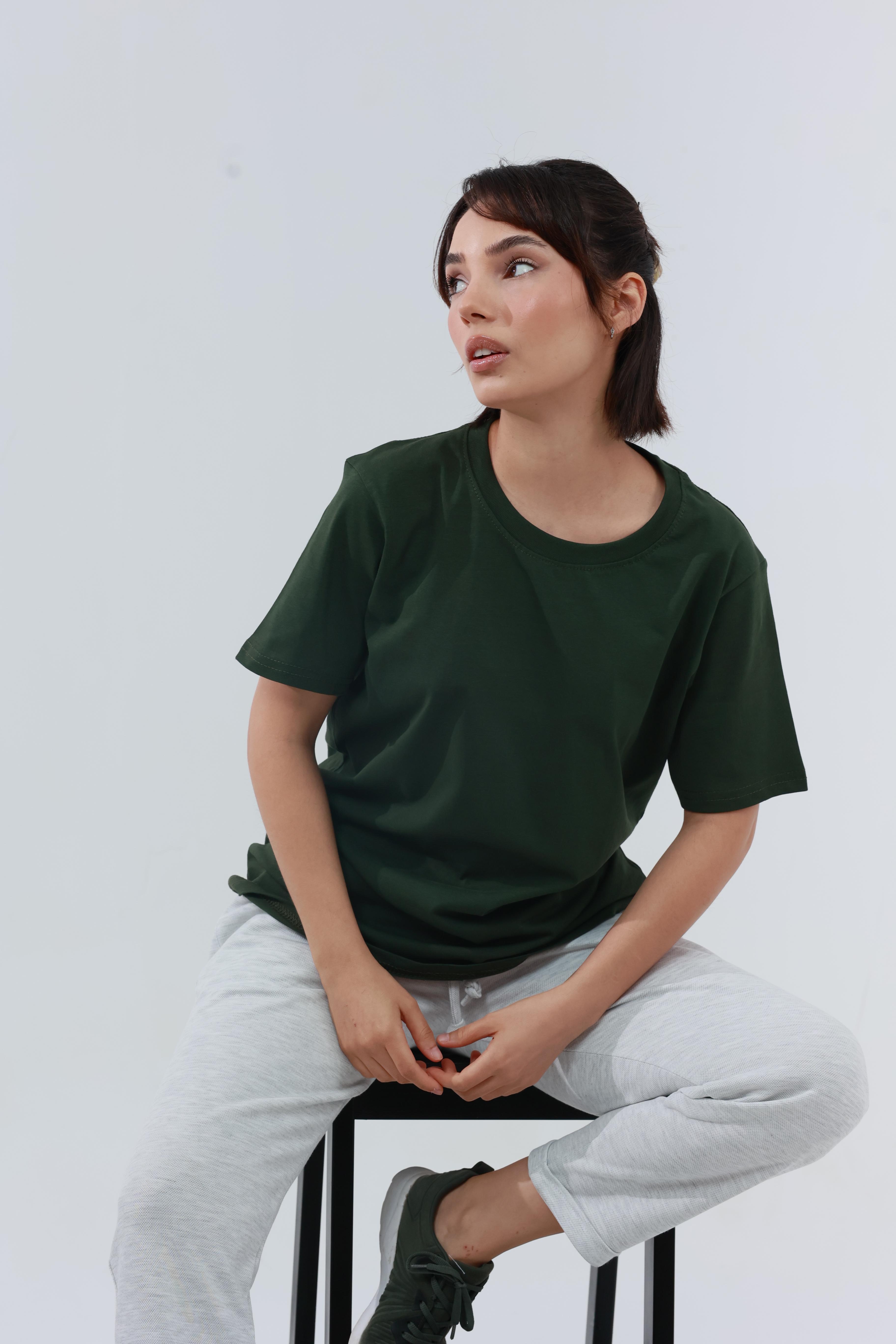 Kadın Penye Regular T-Shirt Haki