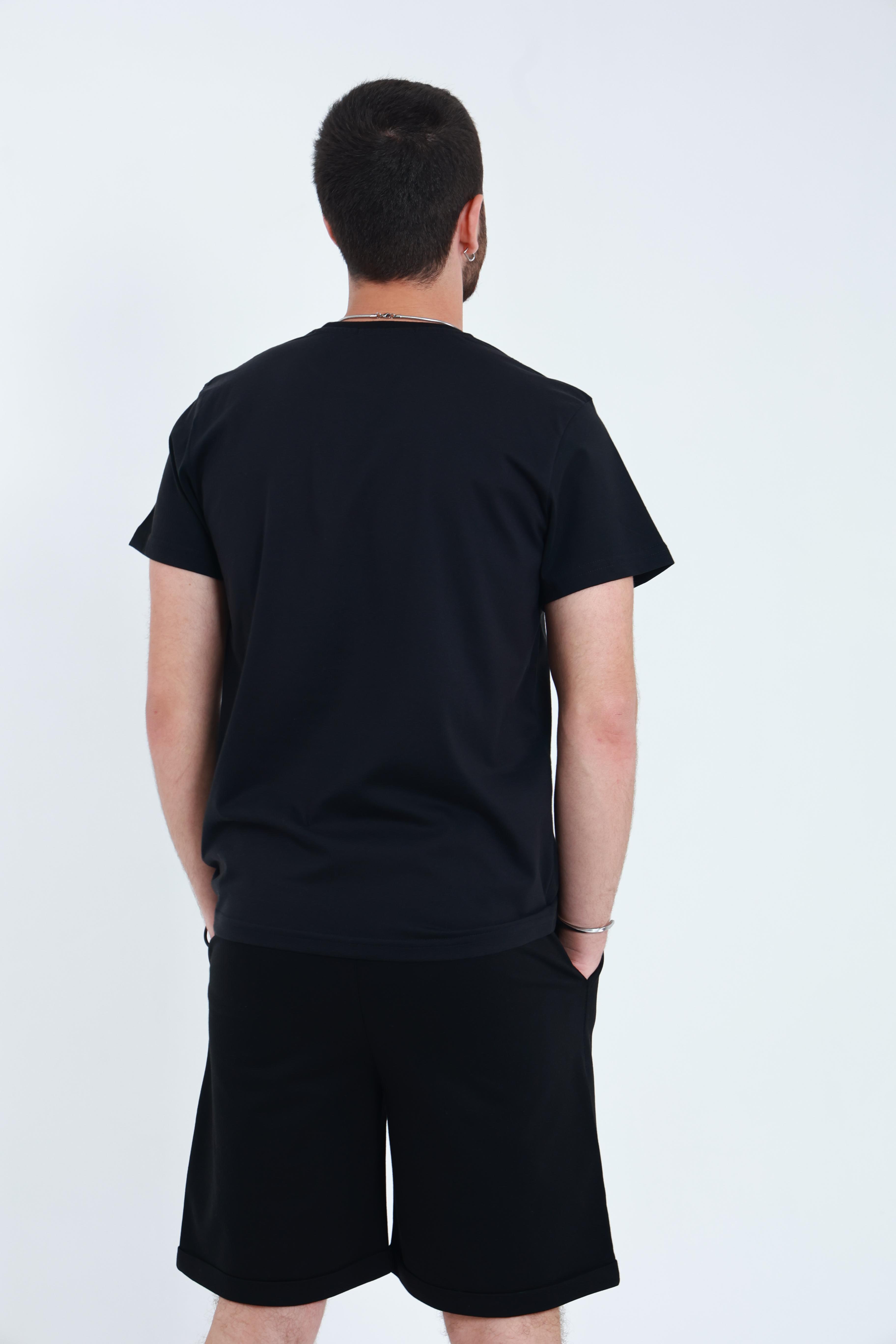 Erkek Penye Regular T-Shirt Siyah