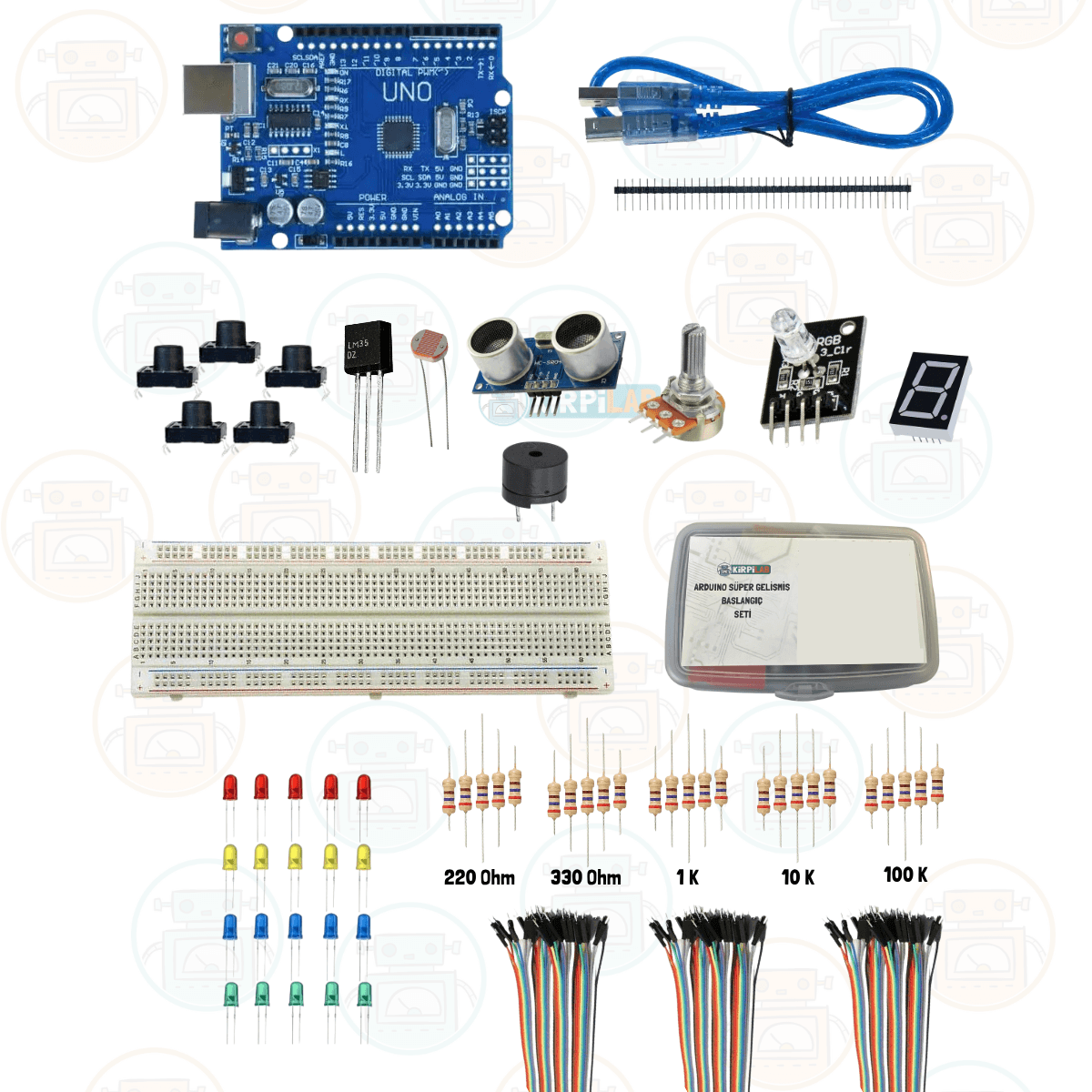Kirpilab Arduino Başlangıç Seti 25 Parça 147 Bileşenli Maker Seti + Saklama Kutulu