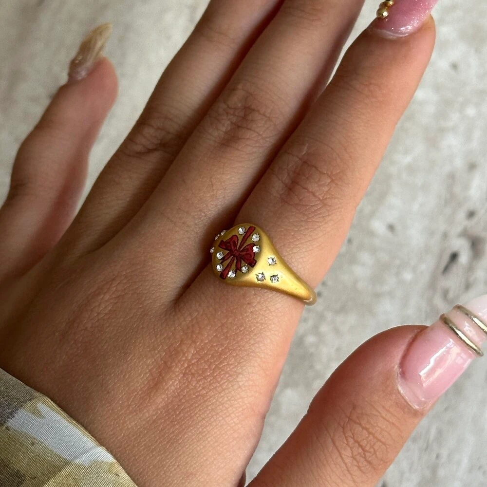 Kırmızı Fiyonk Bohem Yüzük