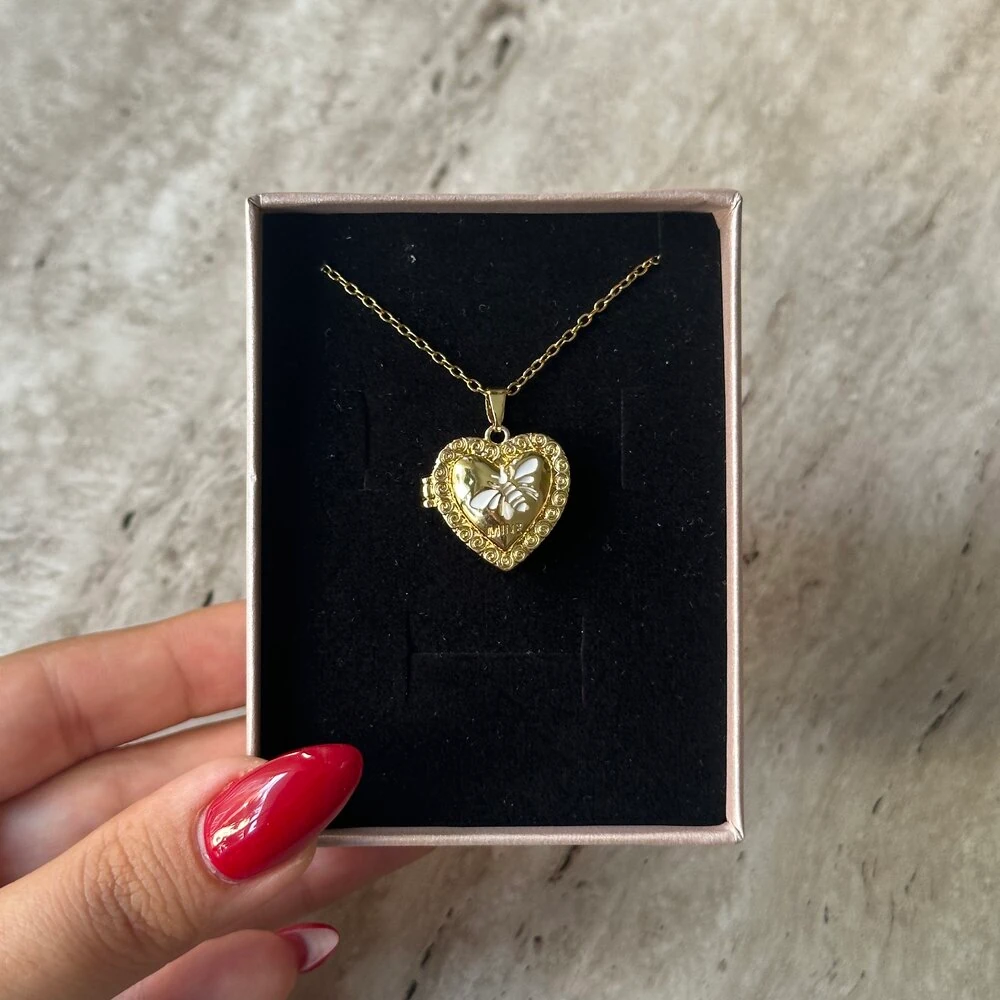 Arı Motif Kapaklı Kolye