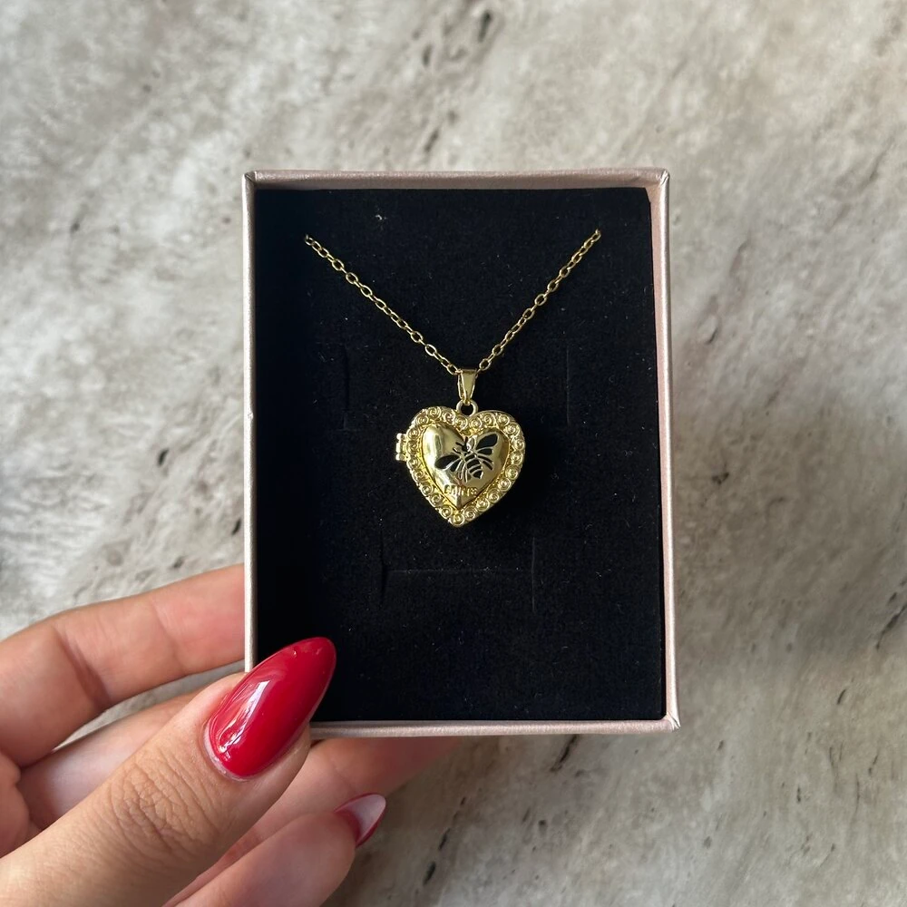 Arı Motif Kapaklı Kolye