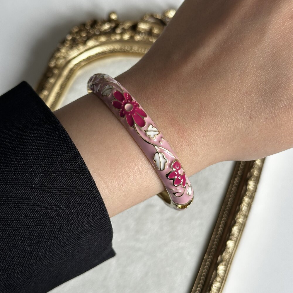 Mineli Pink Floral Kelepçe