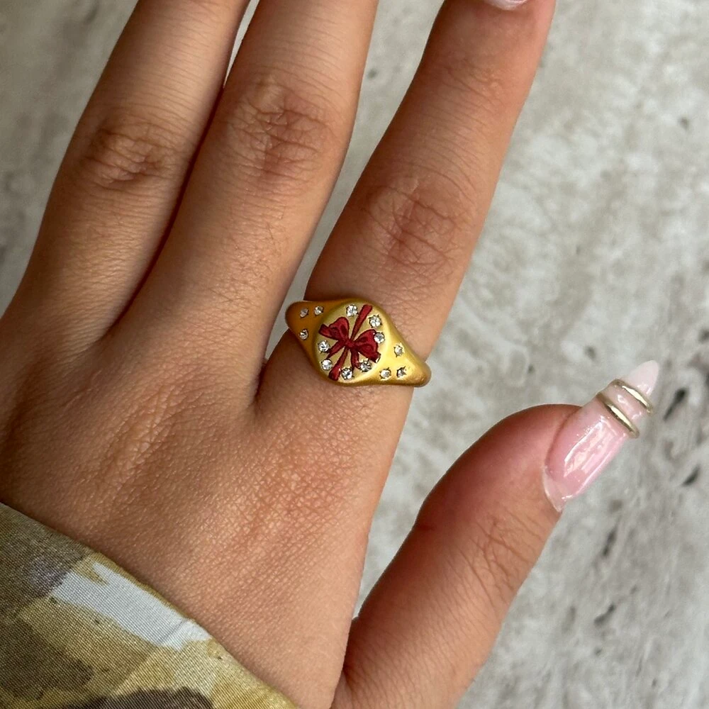 Kırmızı Fiyonk Bohem Yüzük