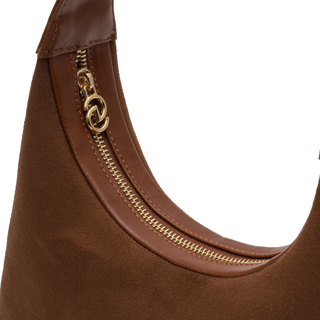 Octo – Caramel Suede No7 | Süet Taba Omuz Çantası