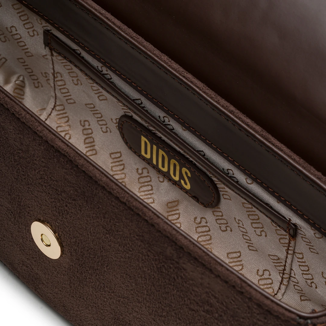 Chicky - Chocolate Suede No12 | Kahverengi Süet Deri Omuz Çantası