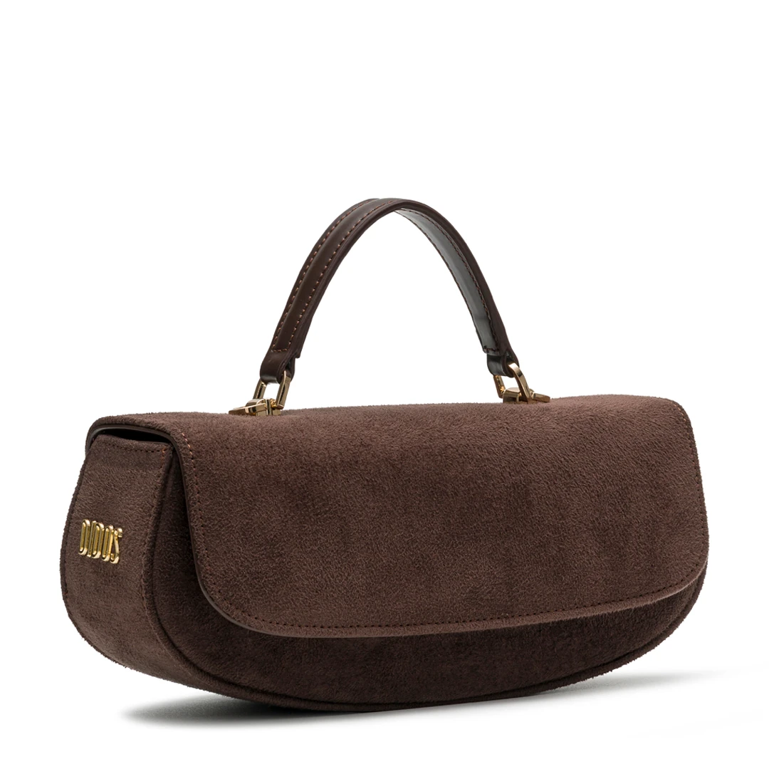 Chicky - Chocolate Suede No12 | Kahverengi Süet Deri Omuz Çantası
