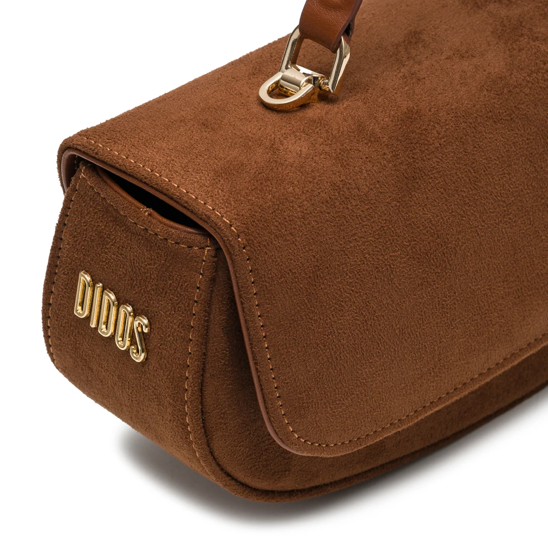 Chicky - Caramel Suede No12 | Taba Süet Deri Omuz Çantası