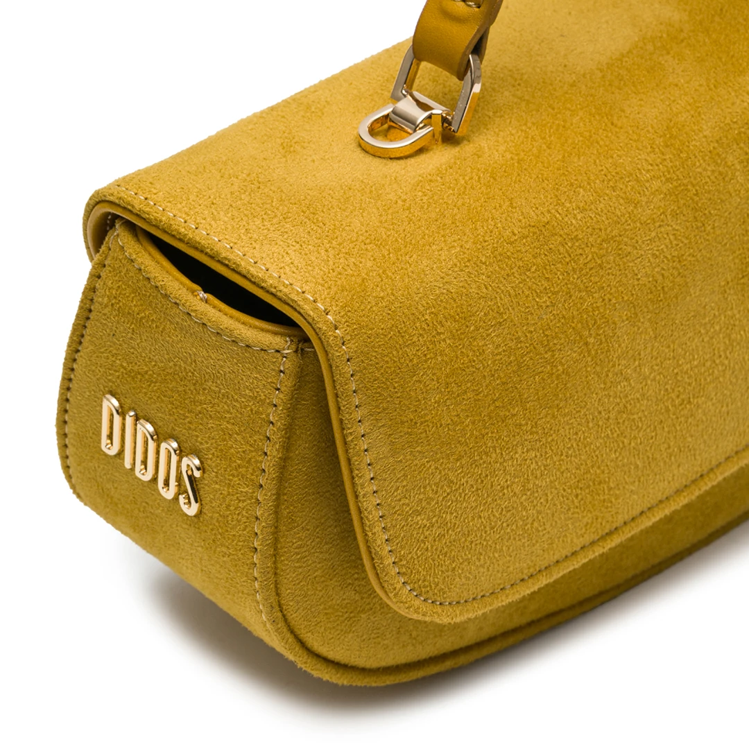 Chicky - Honey Suede No12 | Hardal Süet Deri Omuz Çantası