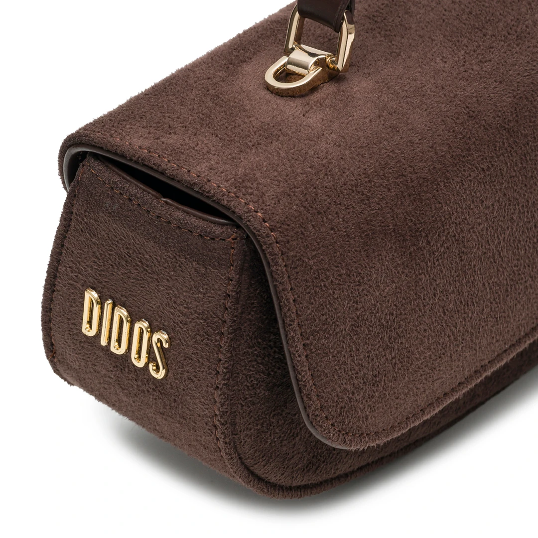 Chicky - Chocolate Suede No12 | Kahverengi Süet Deri Omuz Çantası