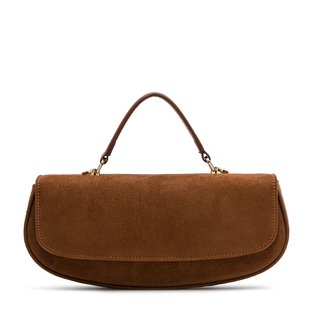 Chicky - Caramel Suede No12 | Taba Süet Deri Omuz Çantası