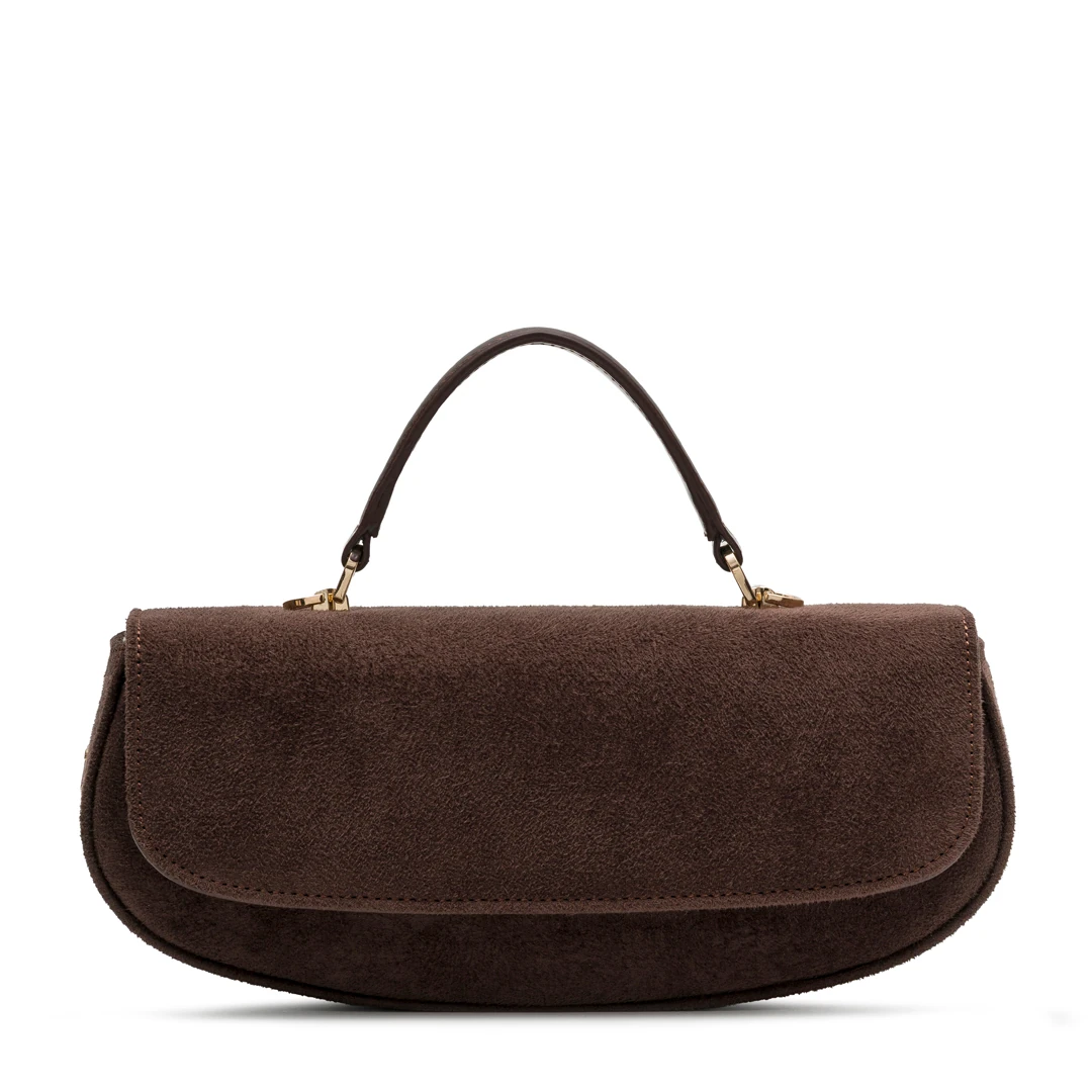 Chicky - Chocolate Suede No12 | Kahverengi Süet Deri Omuz Çantası